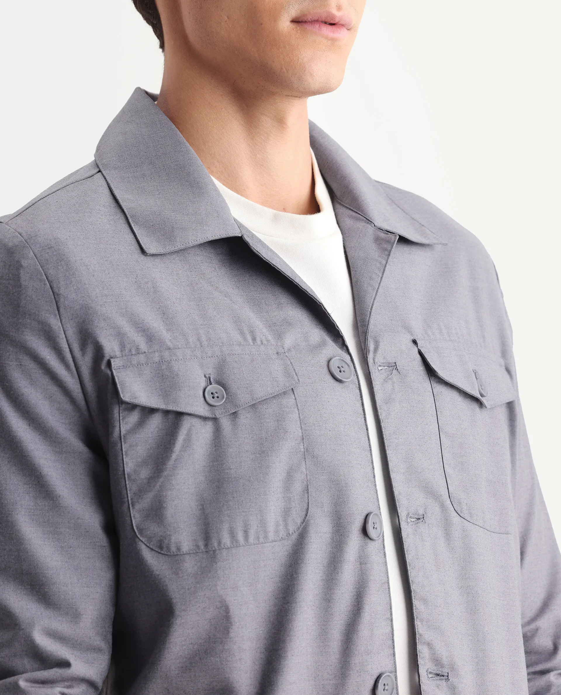 Rare Rabbit Men's Echos Purple Cotton Plain Relaxed Fit Full Sleeve Lapel Neck Jacket