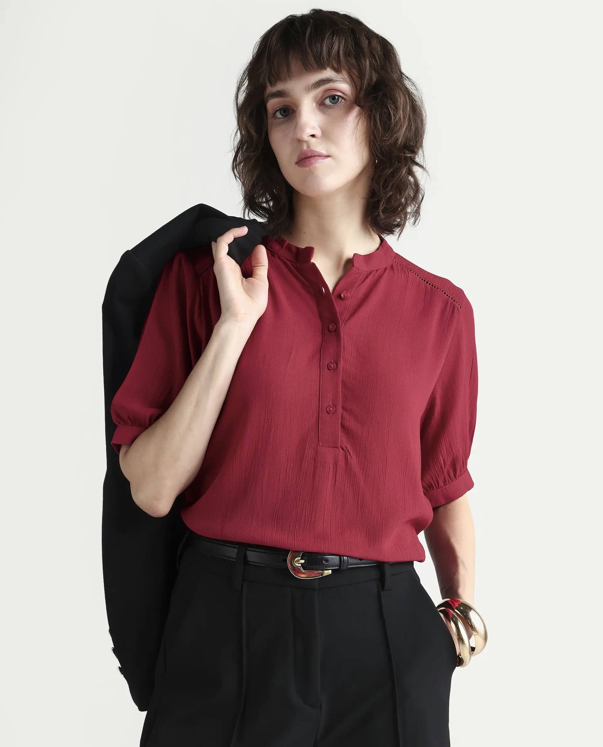 Rareism Women's Elane Red Ct Plain Top