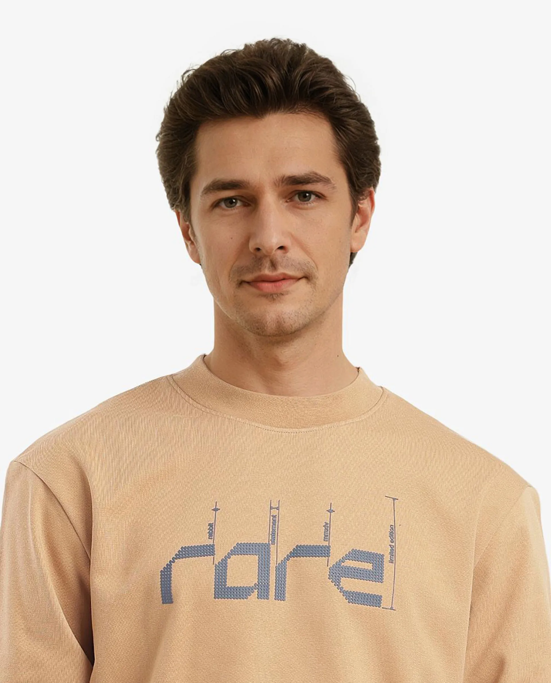 Rare Rabbit Men's Emry Mustard Cotton Blend Graphic Print Regular Fit Full Sleeve Crew Neck Sweatshirt - Image 8