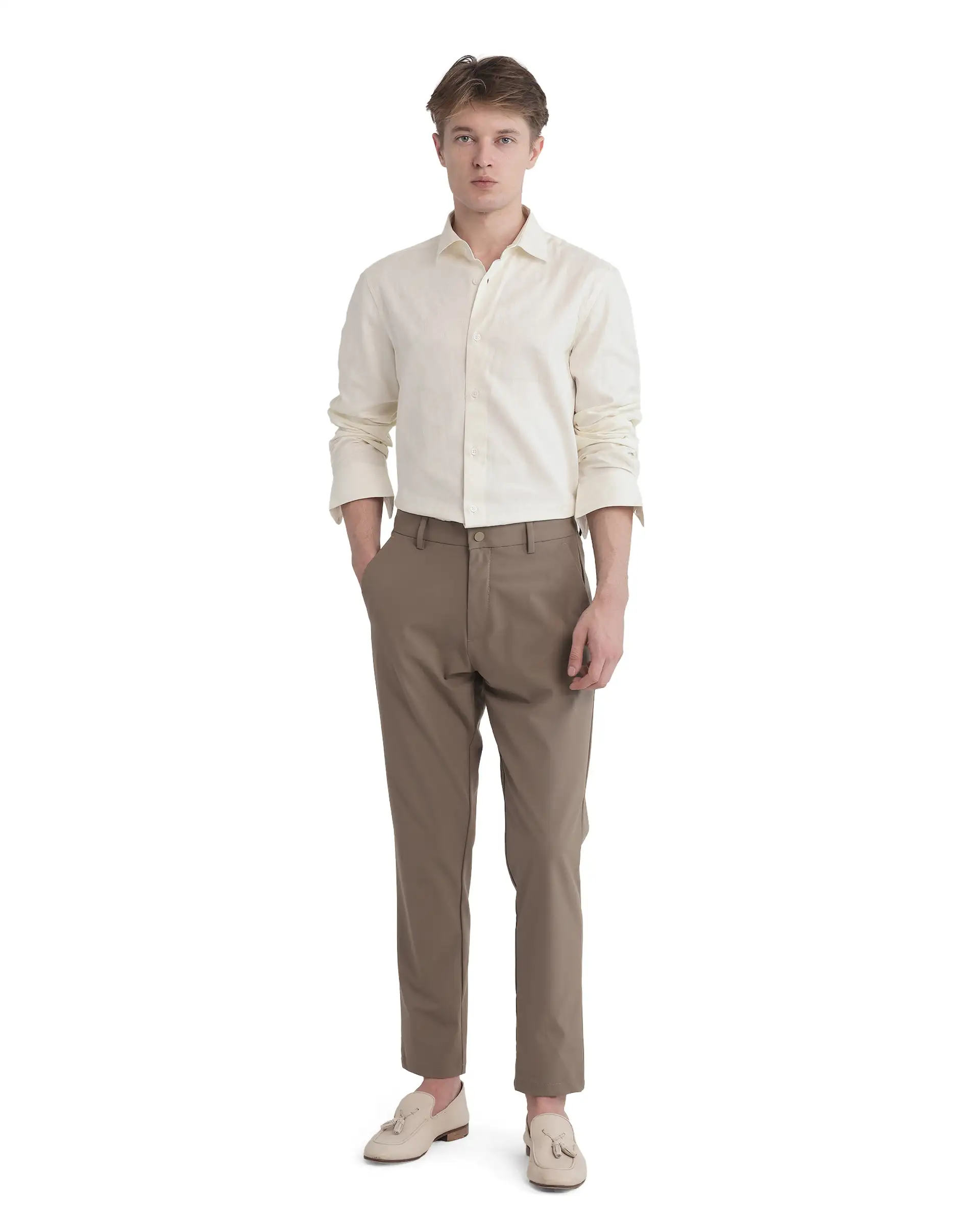 Rare Rabbit Men's Flarp Off White Cotton Jacquard Regular Fit Full Sleeve Collared Shirt - Image 2