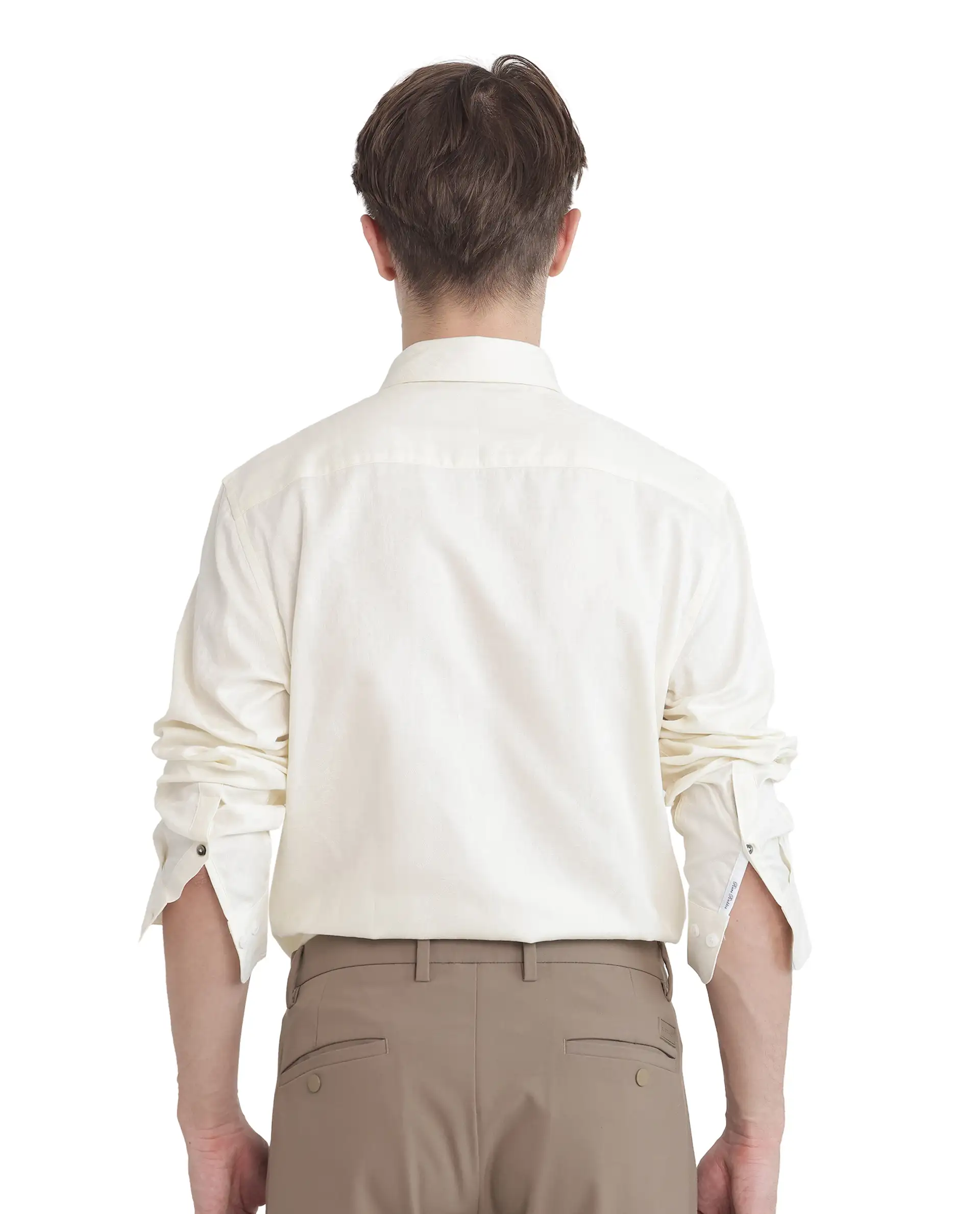 Rare Rabbit Men's Flarp Off White Cotton Jacquard Regular Fit Full Sleeve Collared Shirt - Image 4