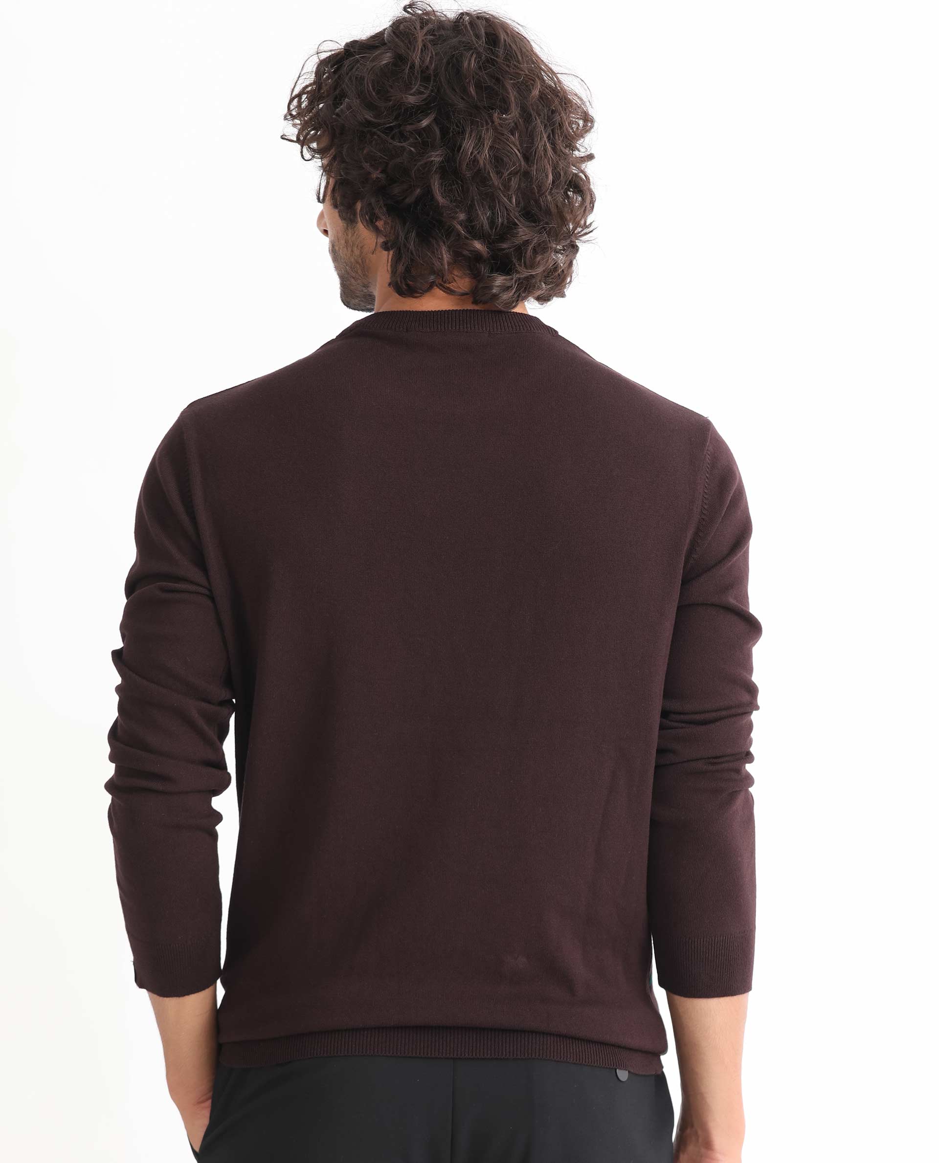 Rare Rabbit Men's Flock Maroon Viscose Polka Print Relaxed Fit Full Sleeve Crew Neck Sweater - Image 8