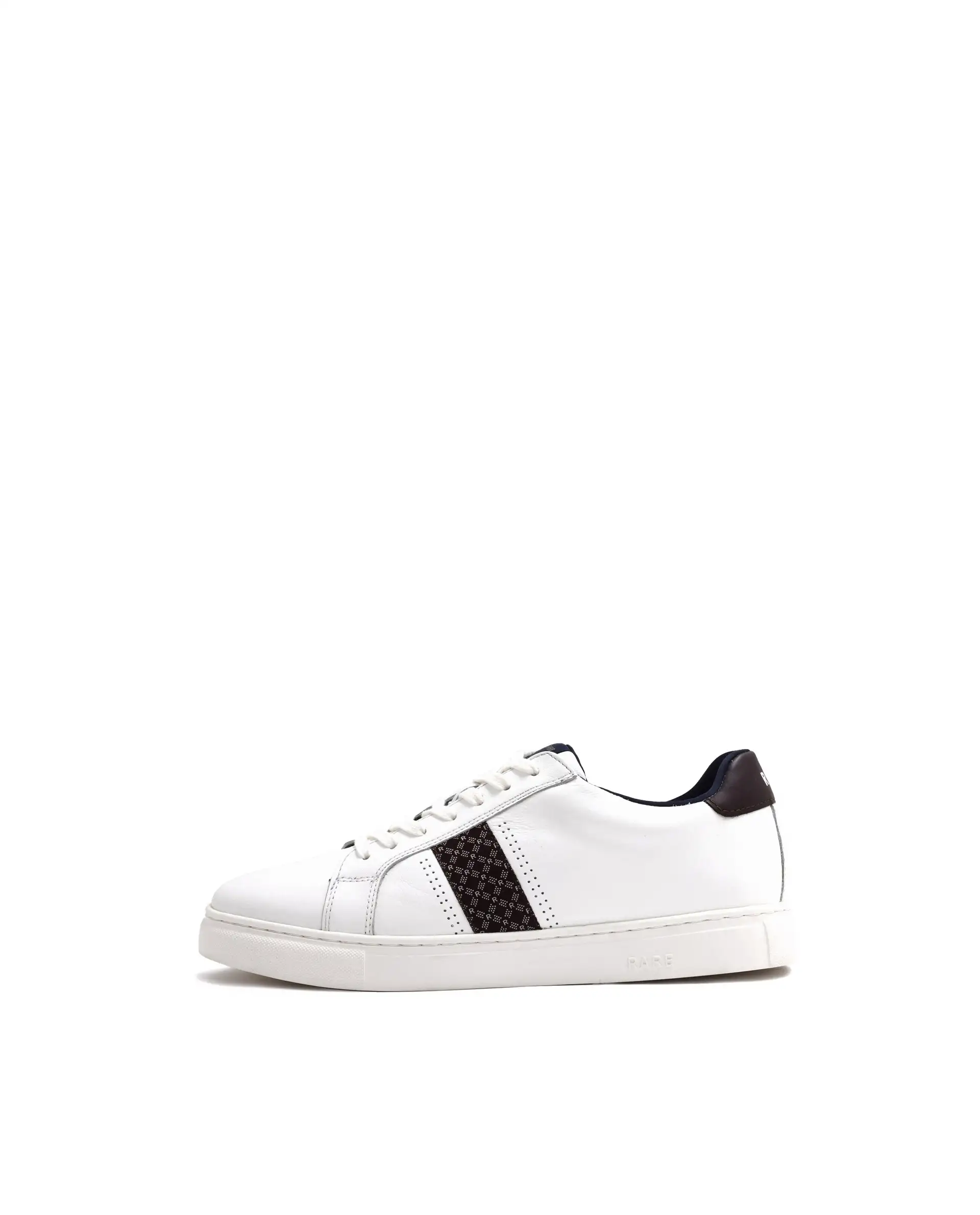 Rare Rabbit Men's Galileo Pro White Round Toe Monogram Branding Smart Casual Sneaker Shoes