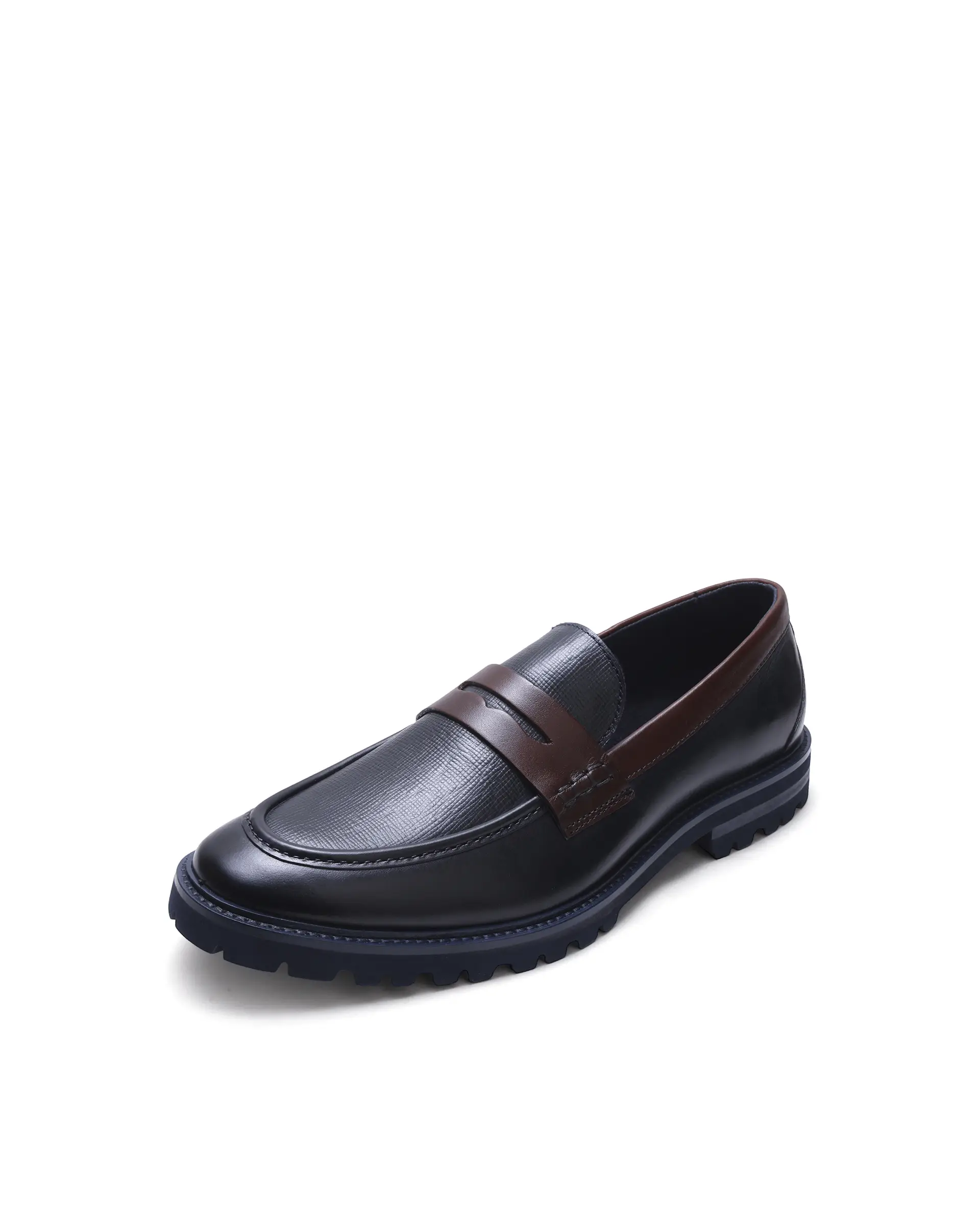 Rare Rabbit Men's Garfield Navy Leather Mocassin