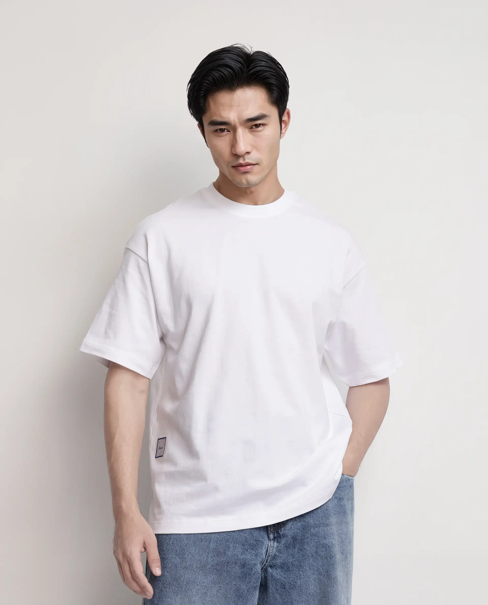 Rare Rabbit Men's Geon White Cotton Graphic Print Oversized Fit Half Sleeve Crew Neck T-Shirt - Image 6