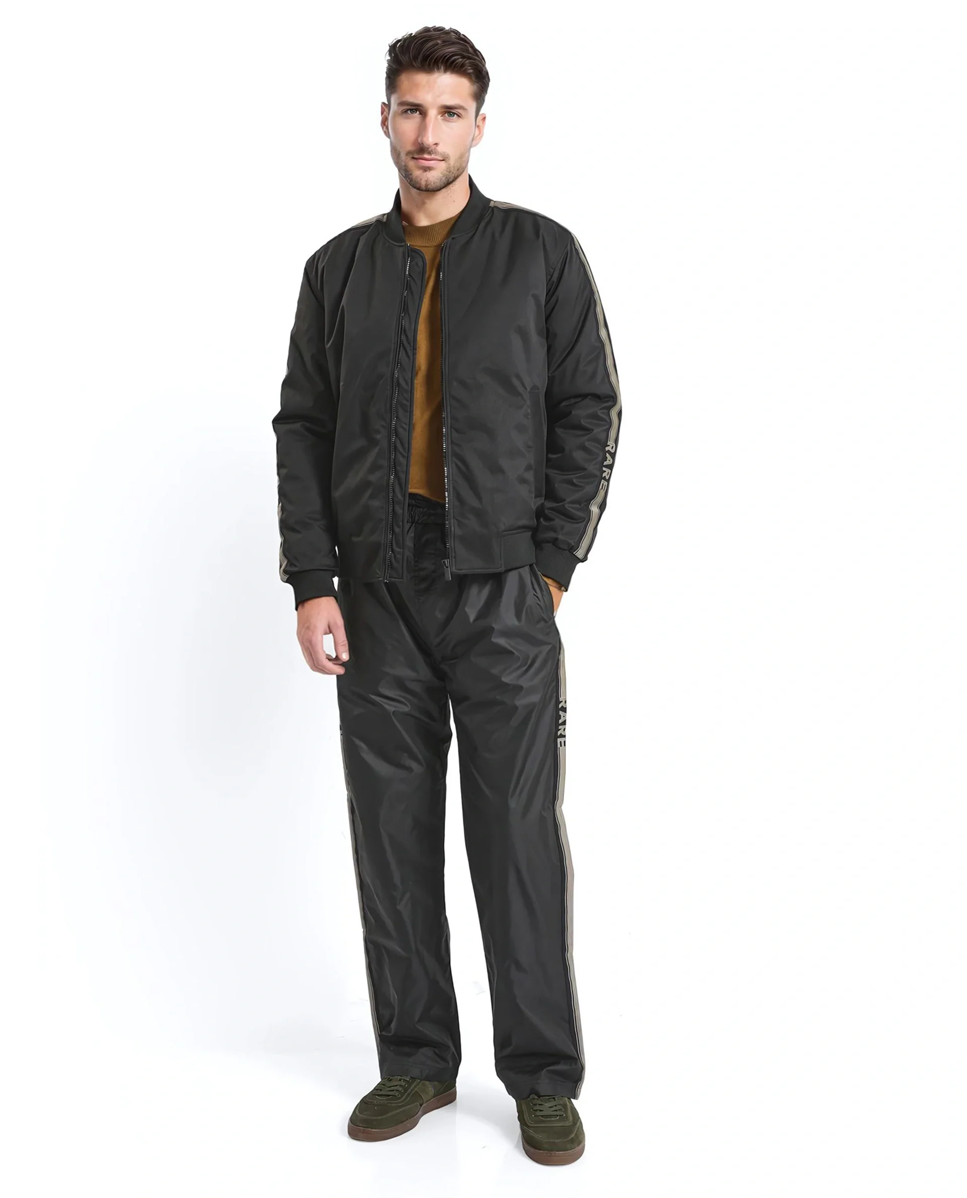 Rare Rabbit Men's Ghana Black Polyester Plain Regular Fit Full Sleeve Ribbed Collar Jacket - Image 5