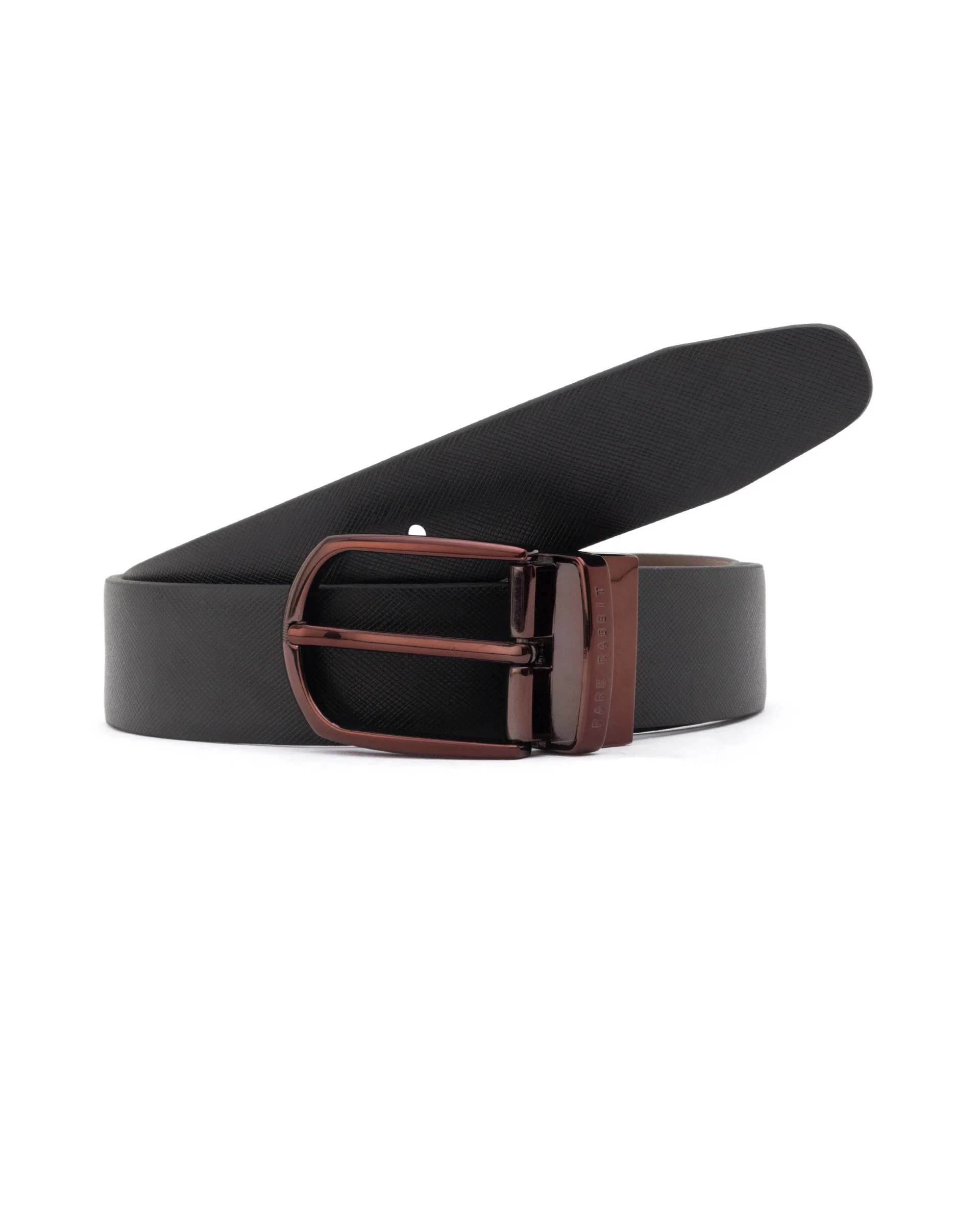 Rare Rabbit Men's Grata Black Belt Leather