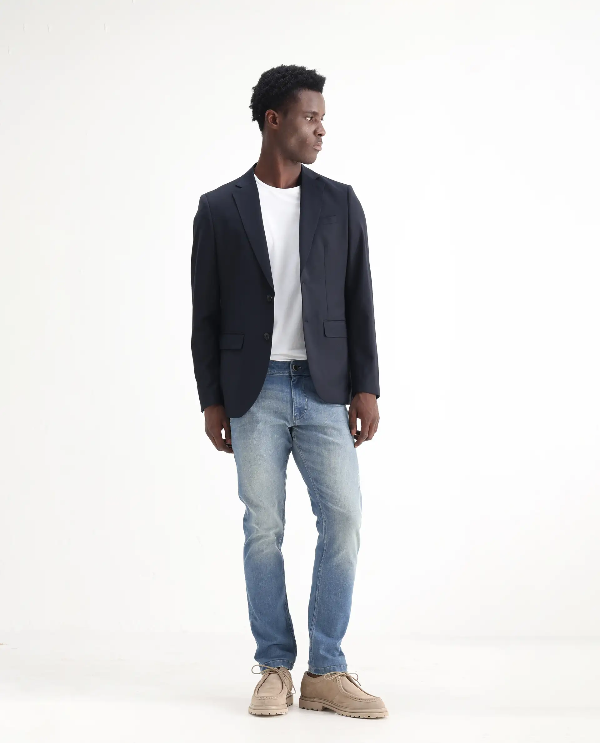Rare Rabbit Men's Grimm Light Blue Cotton Plain Hawk Slim Fit Jeans