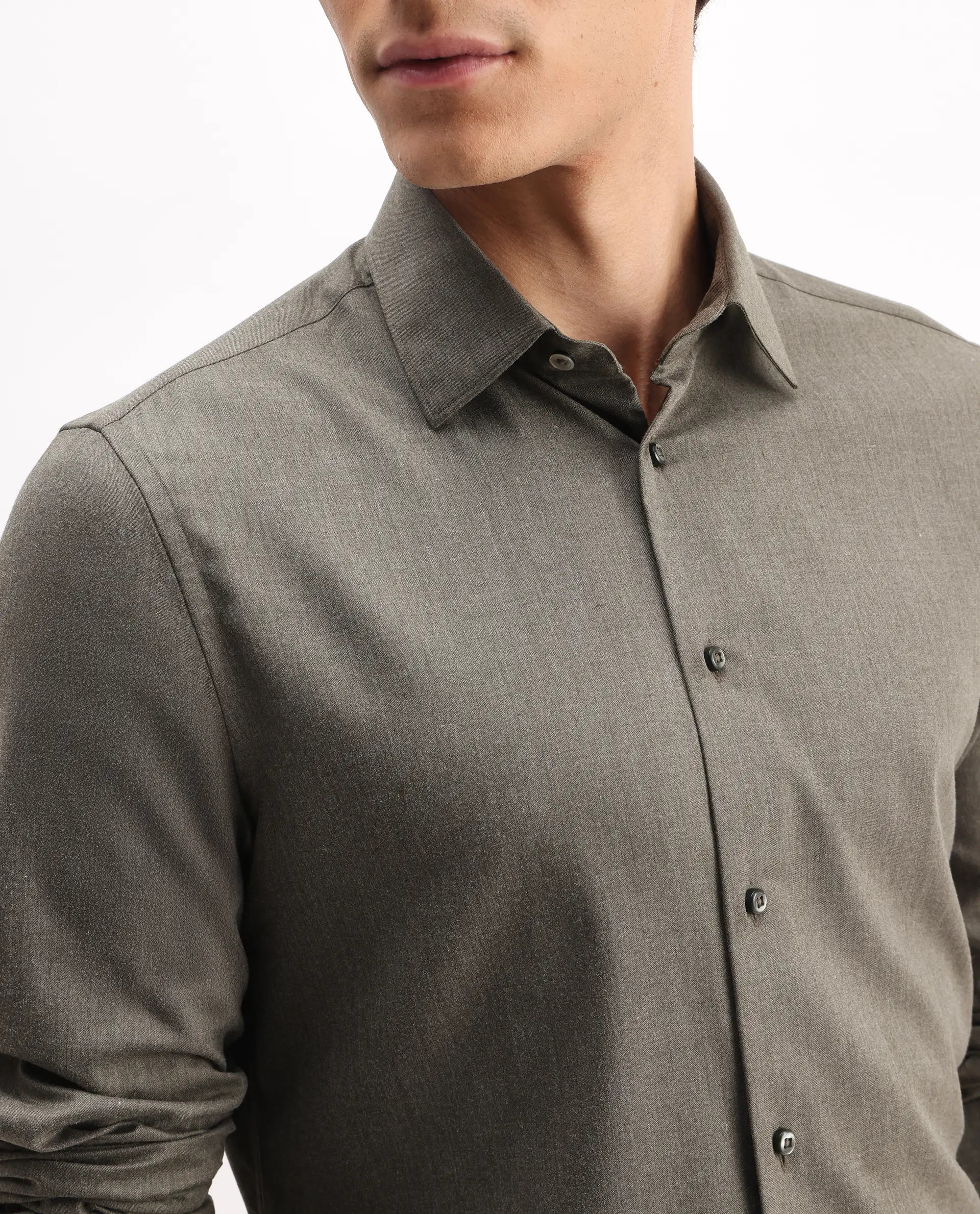 Rare Rabbit Men's Gunjo 25 Dusky Brown Polyester Blend Plain Regular Fit Full Sleeve Collared Shirt - Image 3