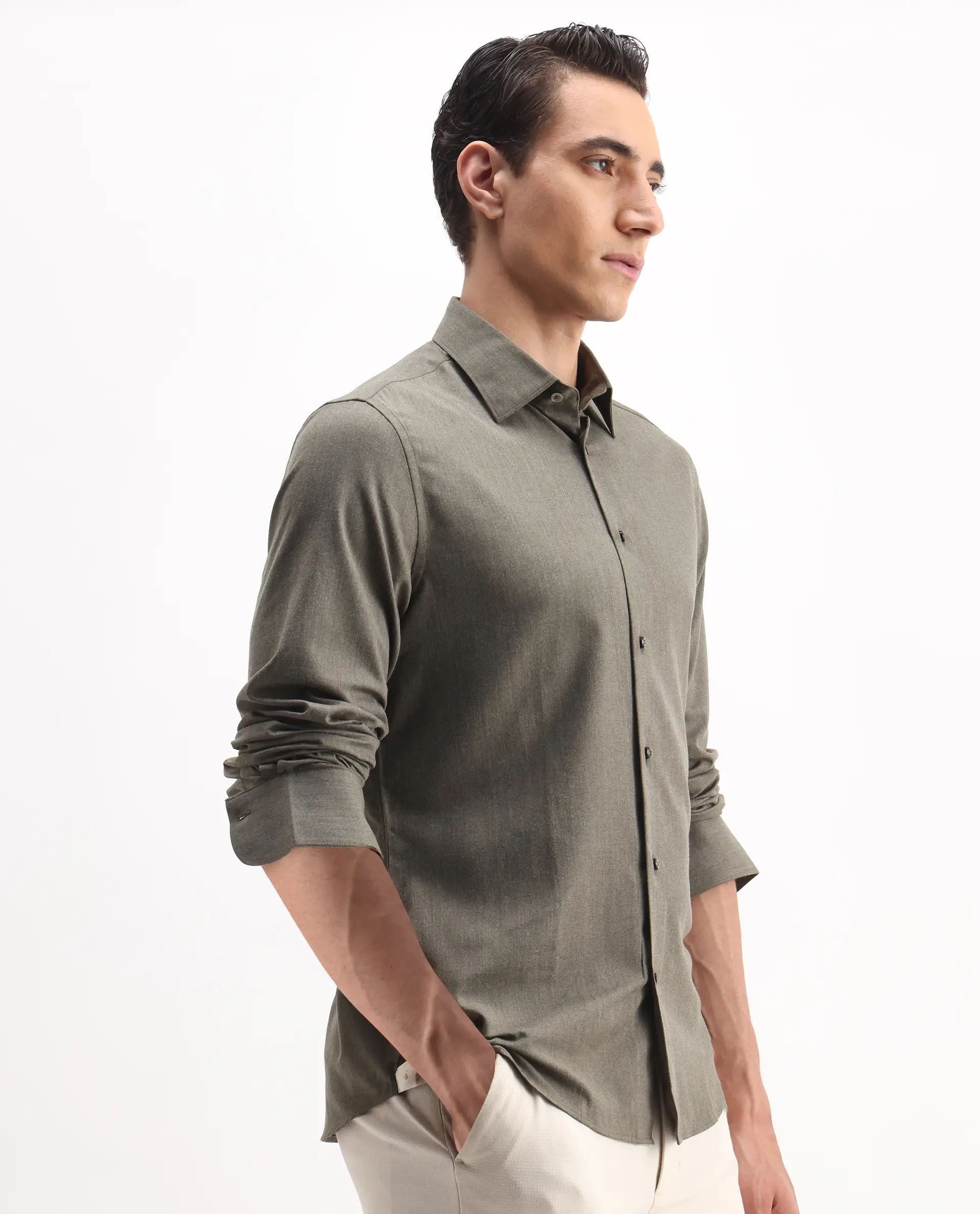 Rare Rabbit Men's Gunjo 25 Dusky Brown Polyester Blend Plain Regular Fit Full Sleeve Collared Shirt - Image 6