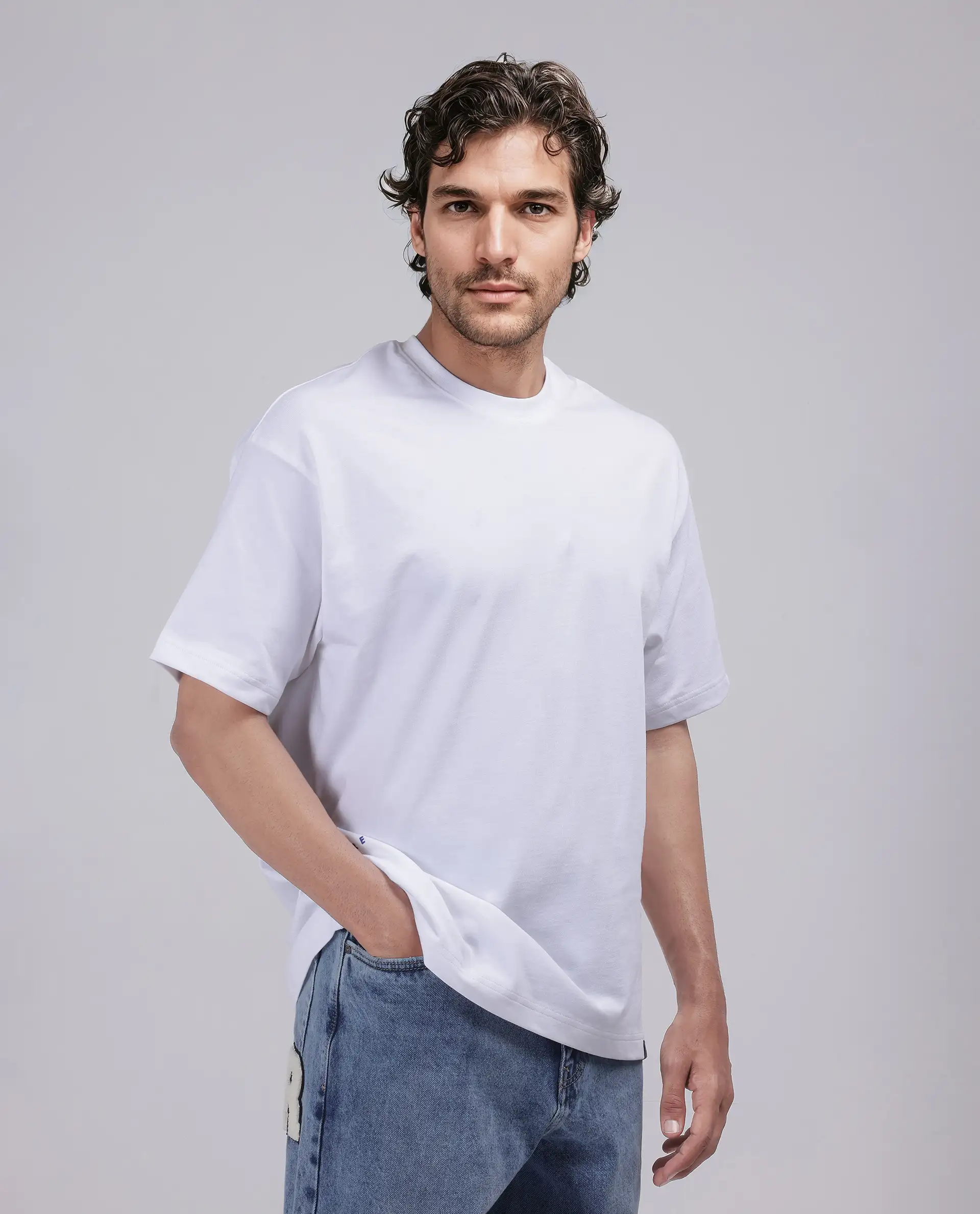 Rare Rabbit Men's Haf White Cotton Graphic Print Oversized Fit Half Sleeve Crew Neck T-Shirt - Image 7