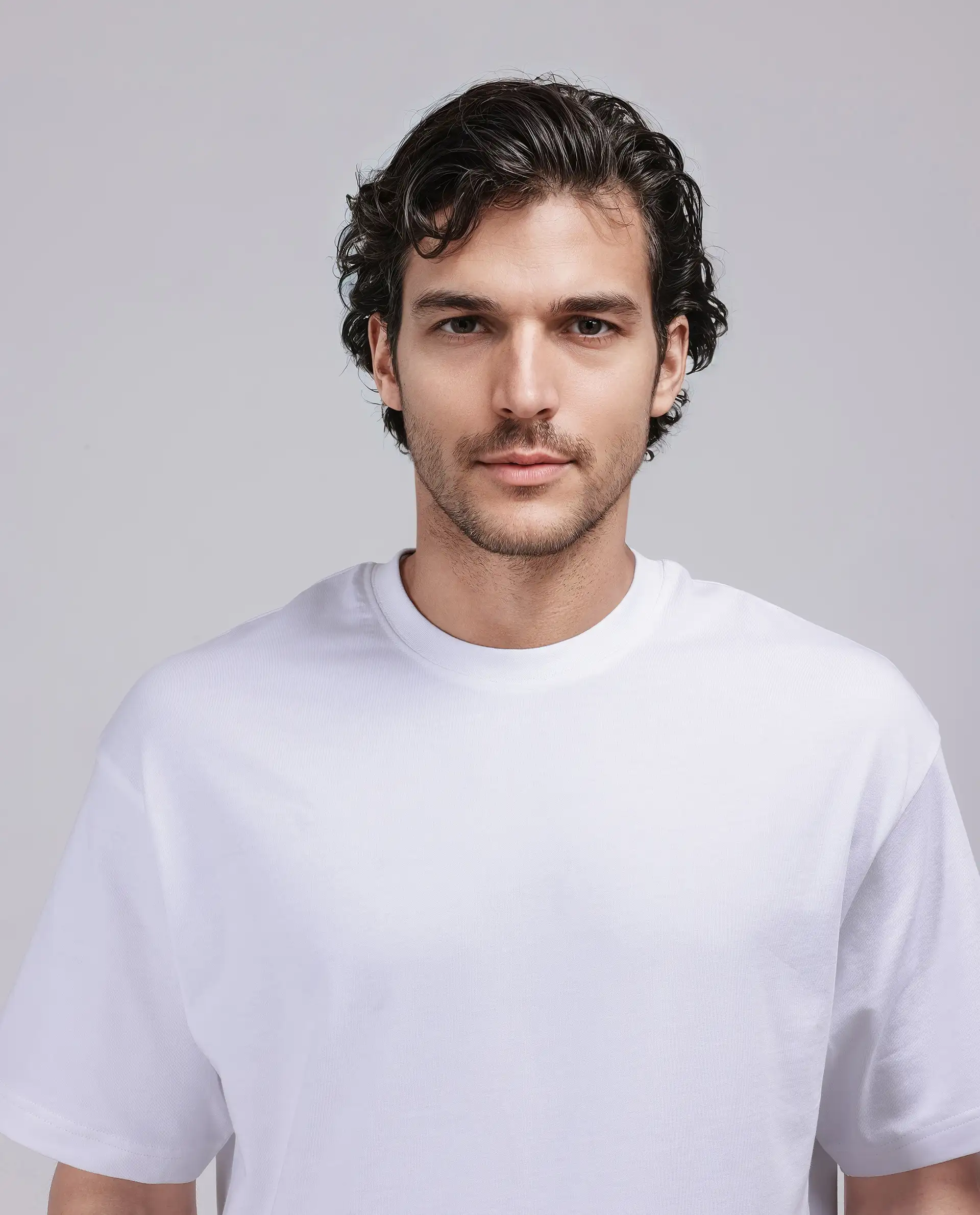 Rare Rabbit Men's Haf White Cotton Graphic Print Oversized Fit Half Sleeve Crew Neck T-Shirt - Image 8