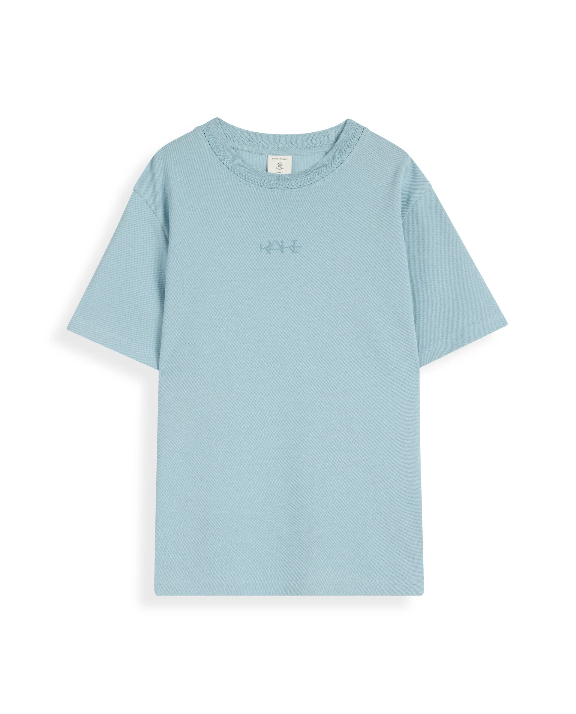 Rare Ones Kids Heron Dusky Blue Cotton Fabric Half Sleeves Crew Neck Embroidered T-Shirt - Image 2