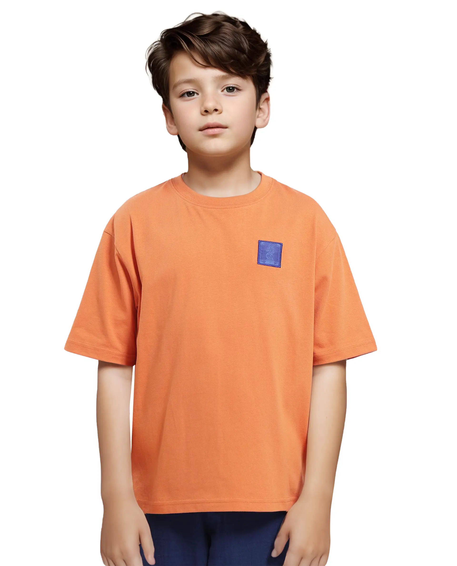 Rare Ones Kids Horse Orange Cotton Half Sleeves Crew Neck Oversized Fit Graphic Back Print T-Shirt - Image 4