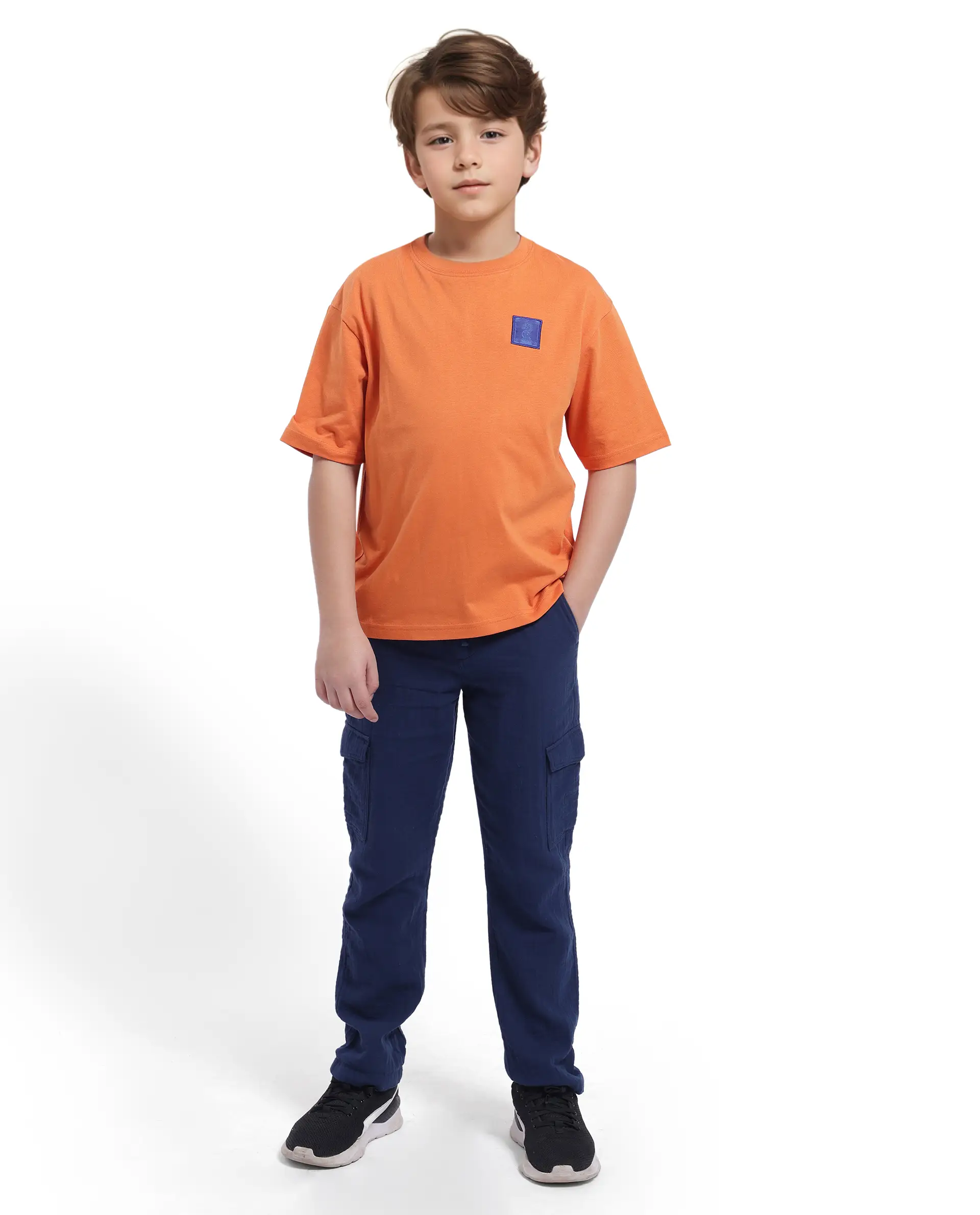 Rare Ones Kids Horse Orange Cotton Half Sleeves Crew Neck Oversized Fit Graphic Back Print T-Shirt - Image 5