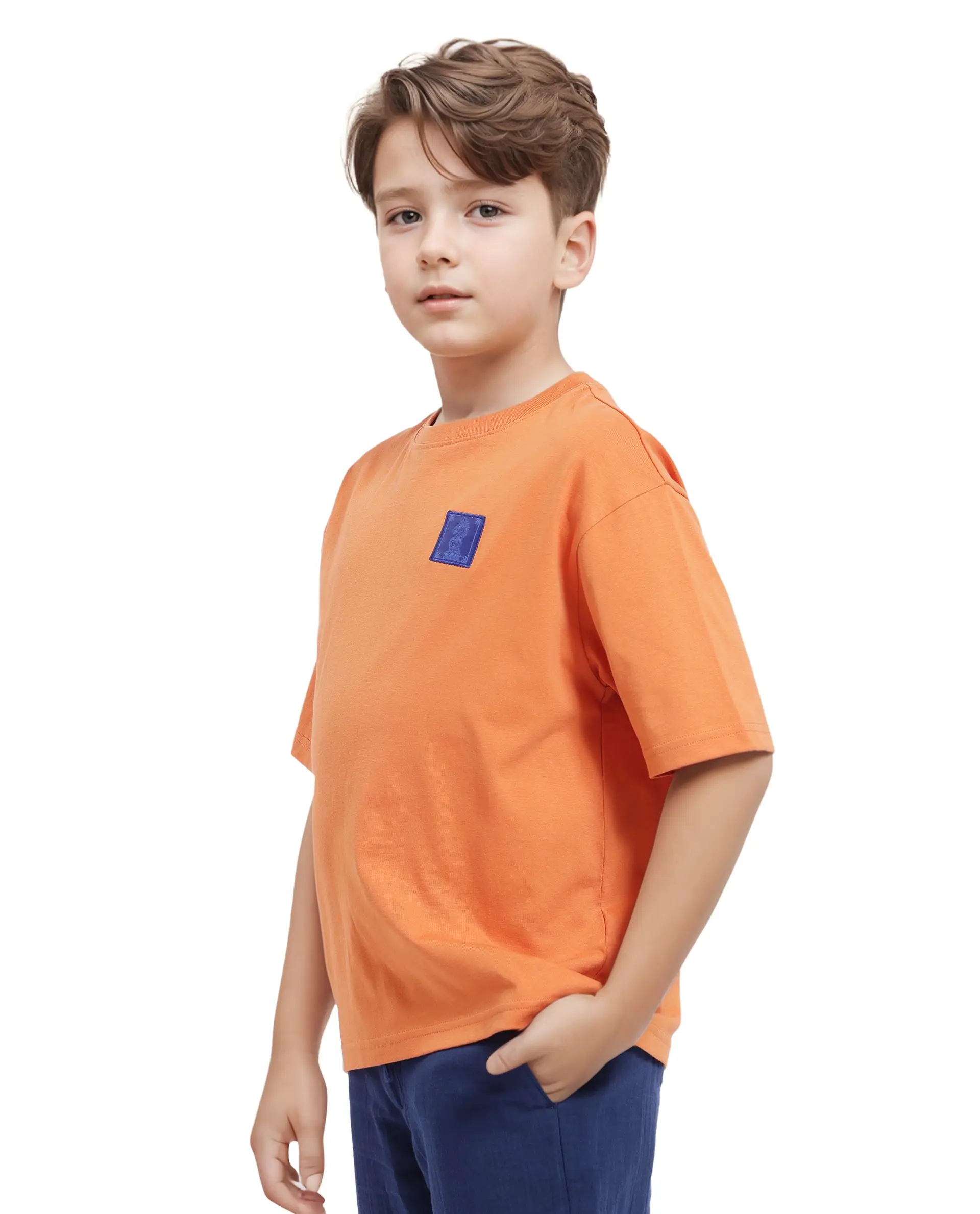 Rare Ones Kids Horse Orange Cotton Half Sleeves Crew Neck Oversized Fit Graphic Back Print T-Shirt - Image 8