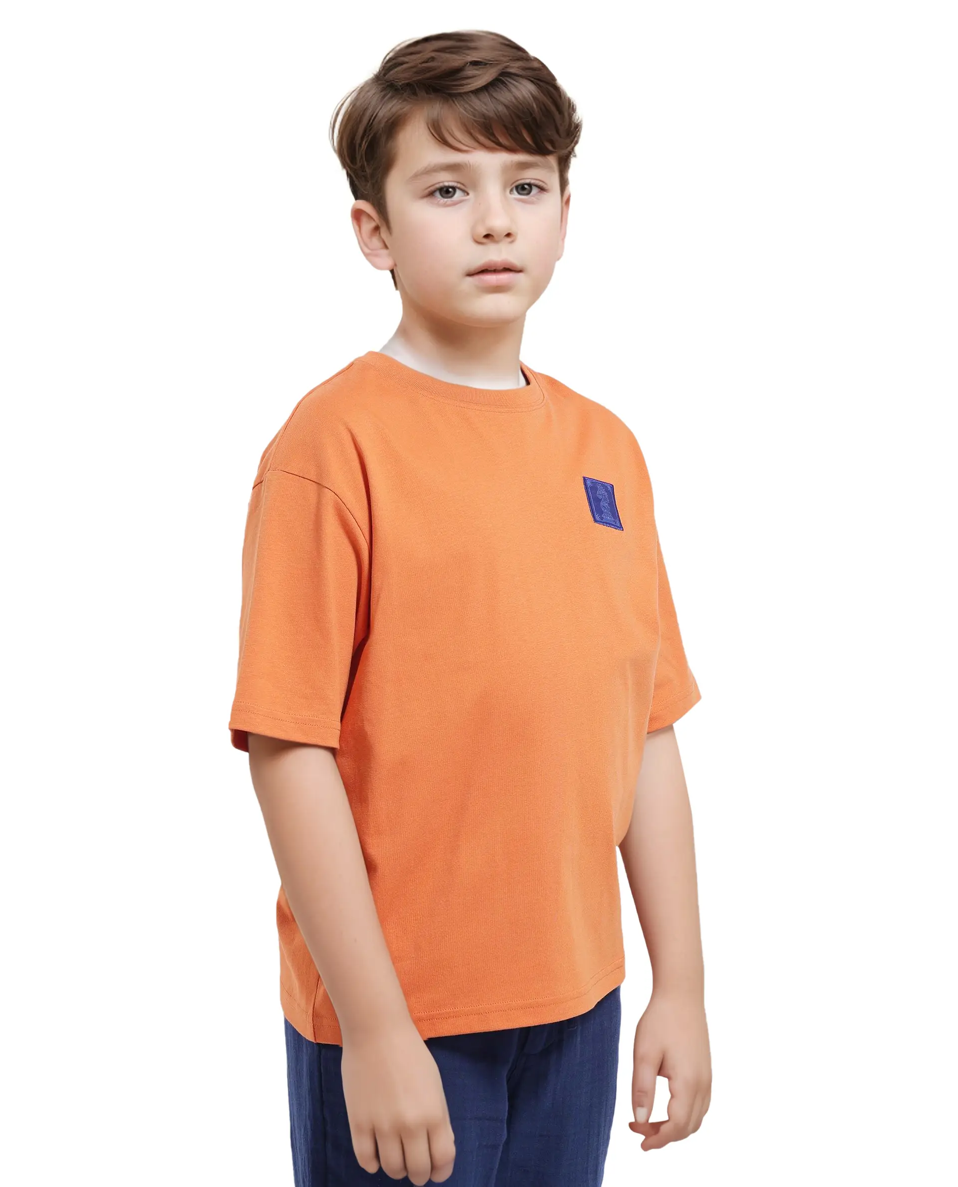 Rare Ones Kids Horse Orange Cotton Half Sleeves Crew Neck Oversized Fit Graphic Back Print T-Shirt - Image 9