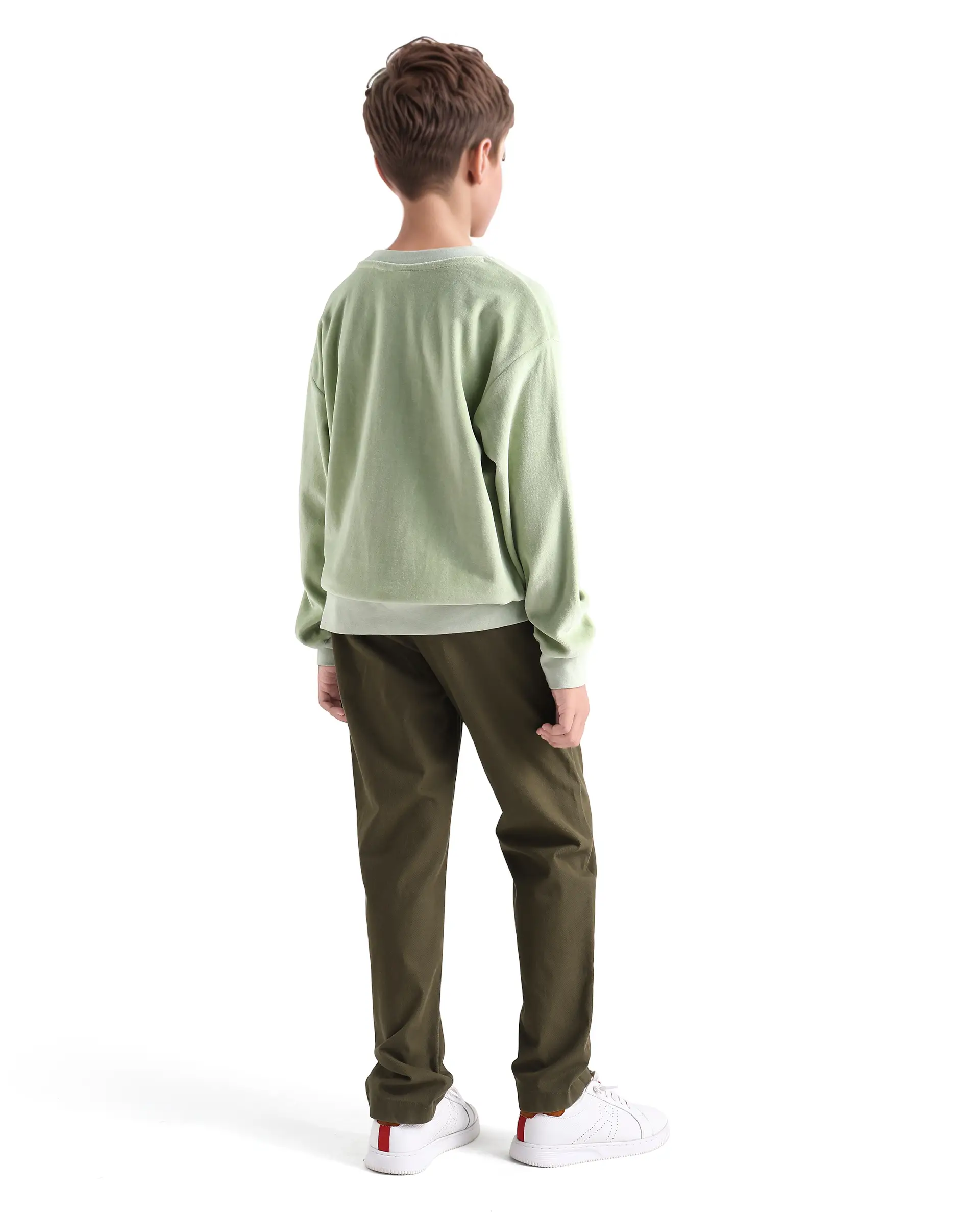 Rare Ones Kids Arne-K Olive Cotton Solid Button Closure Regular Fit Trouser - Image 7