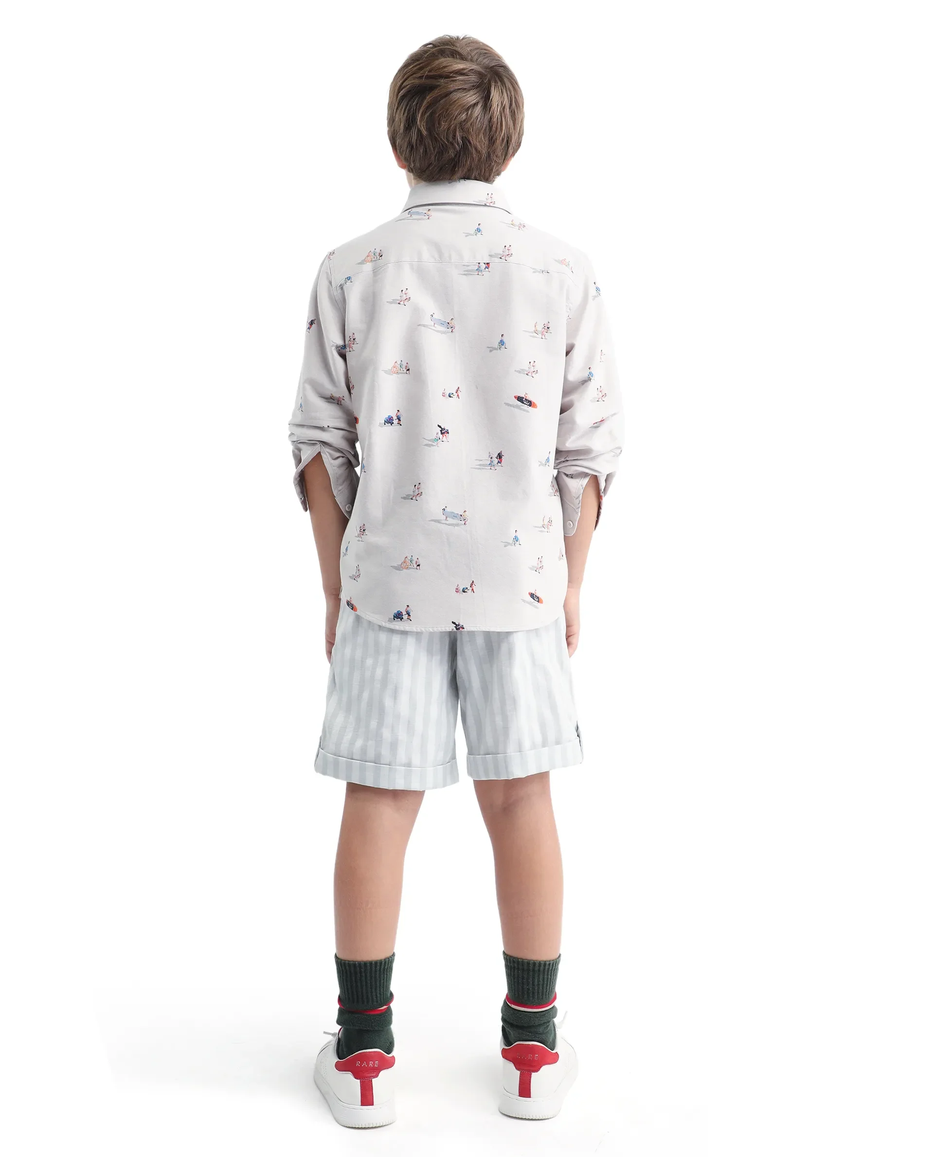 Rare Ones Kids Danni Light Green Polyester Striped Button & Zip Closure Regular Fit Shorts - Image 7