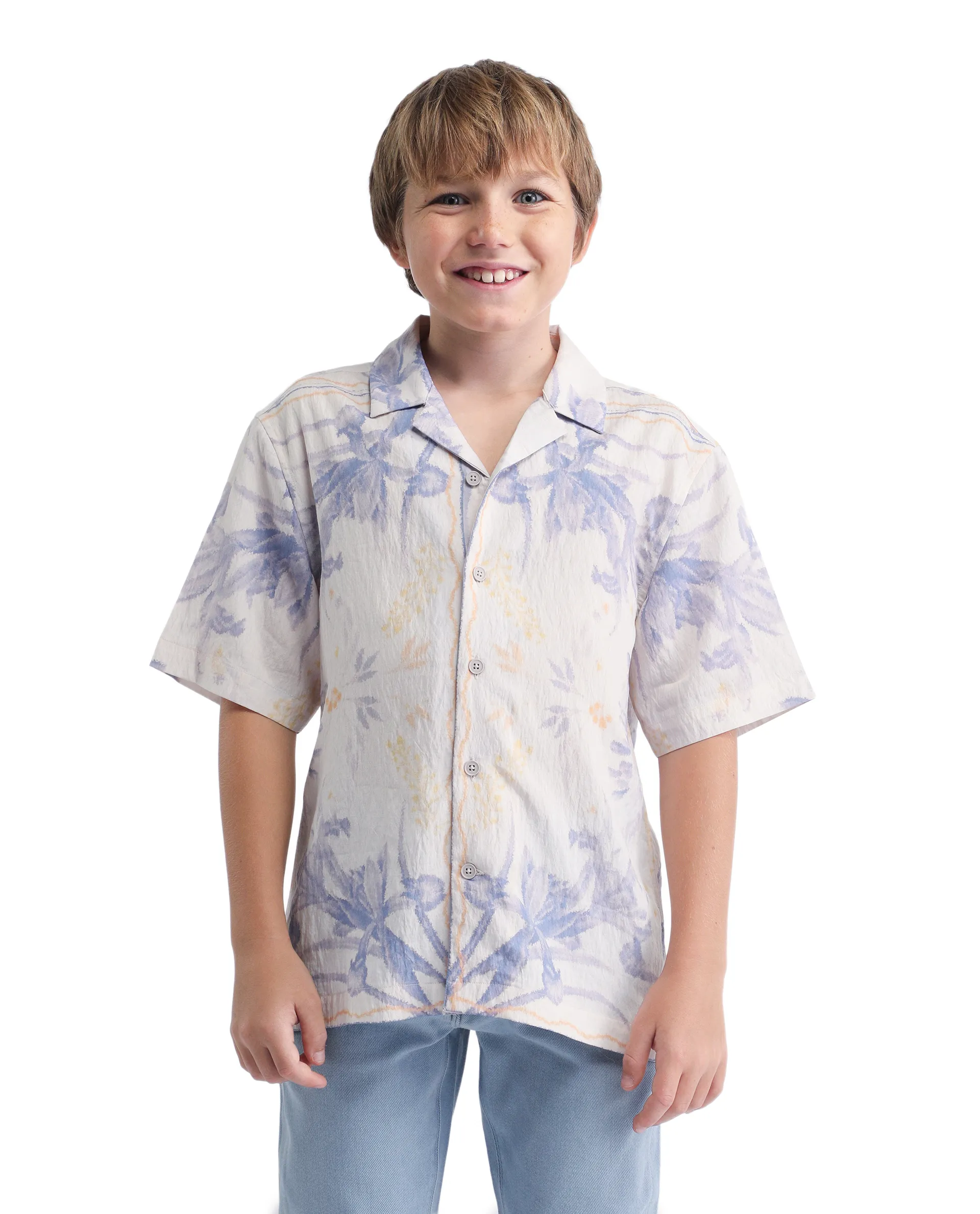 Rare Ones Kids Demp White Viscose Blend Printed Button Closure Regular Fit Shirt - Image 4
