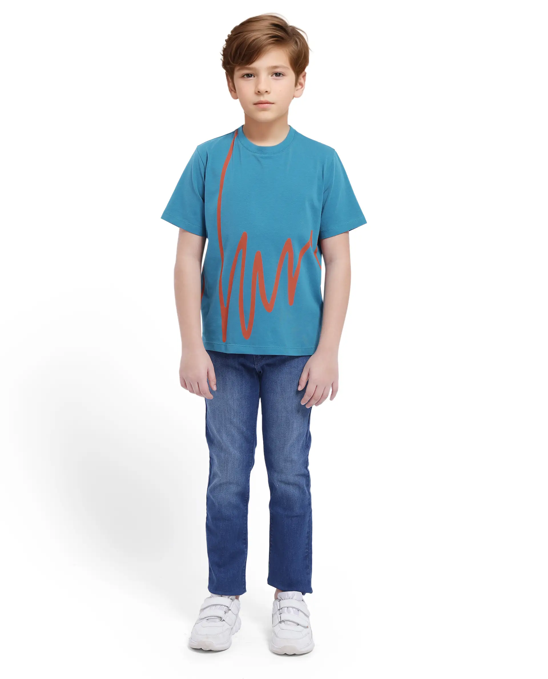 Rare Ones Kids Ezon Turq Cotton Short Sleeve Crew Neck Graphic Signature Print T-Shirt - Image 5