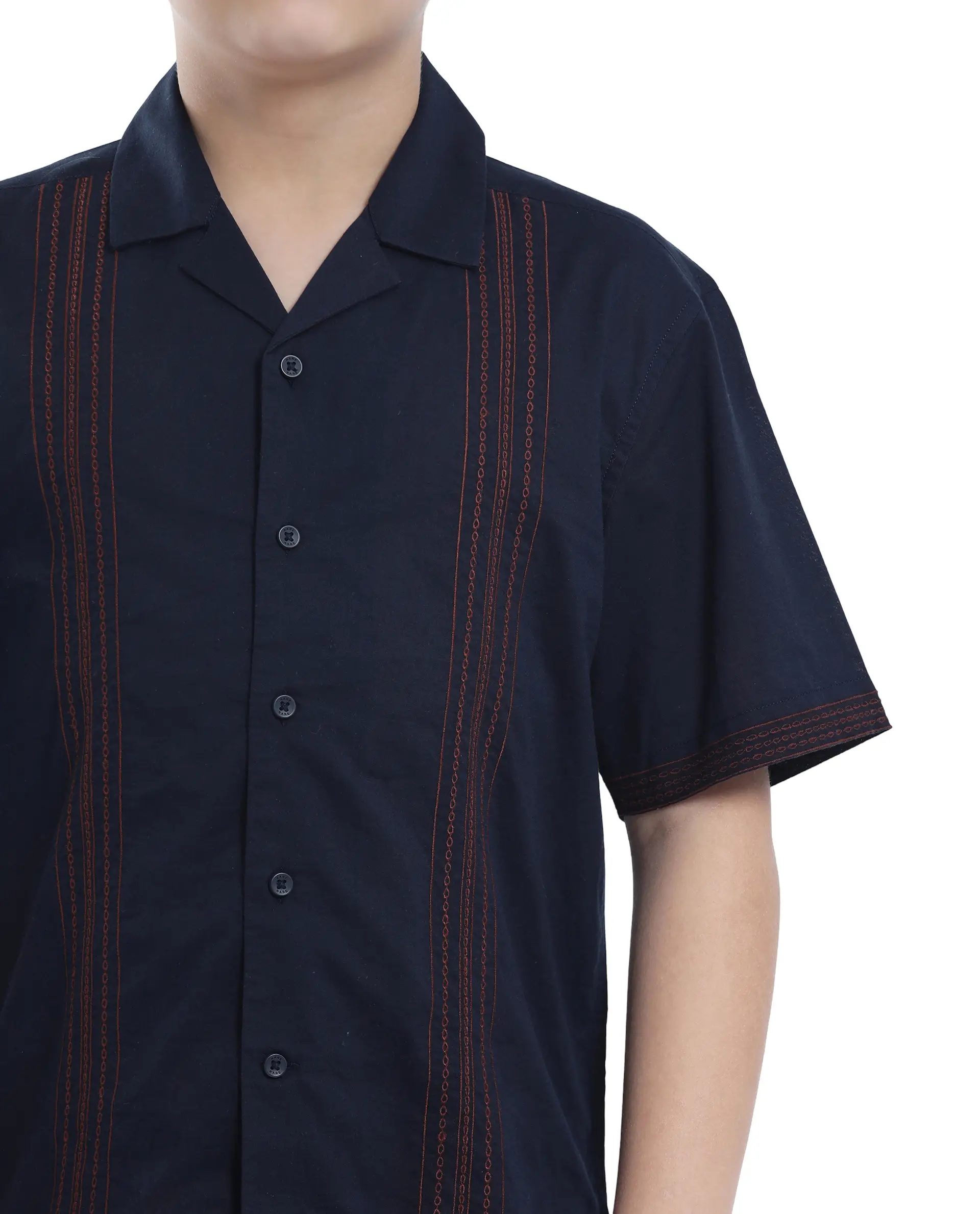 Rare Ones Kids Kyte-S Dark Navy Cotton Half Sleeve Solid Button Closure Regular Fit Shirt - Image 5