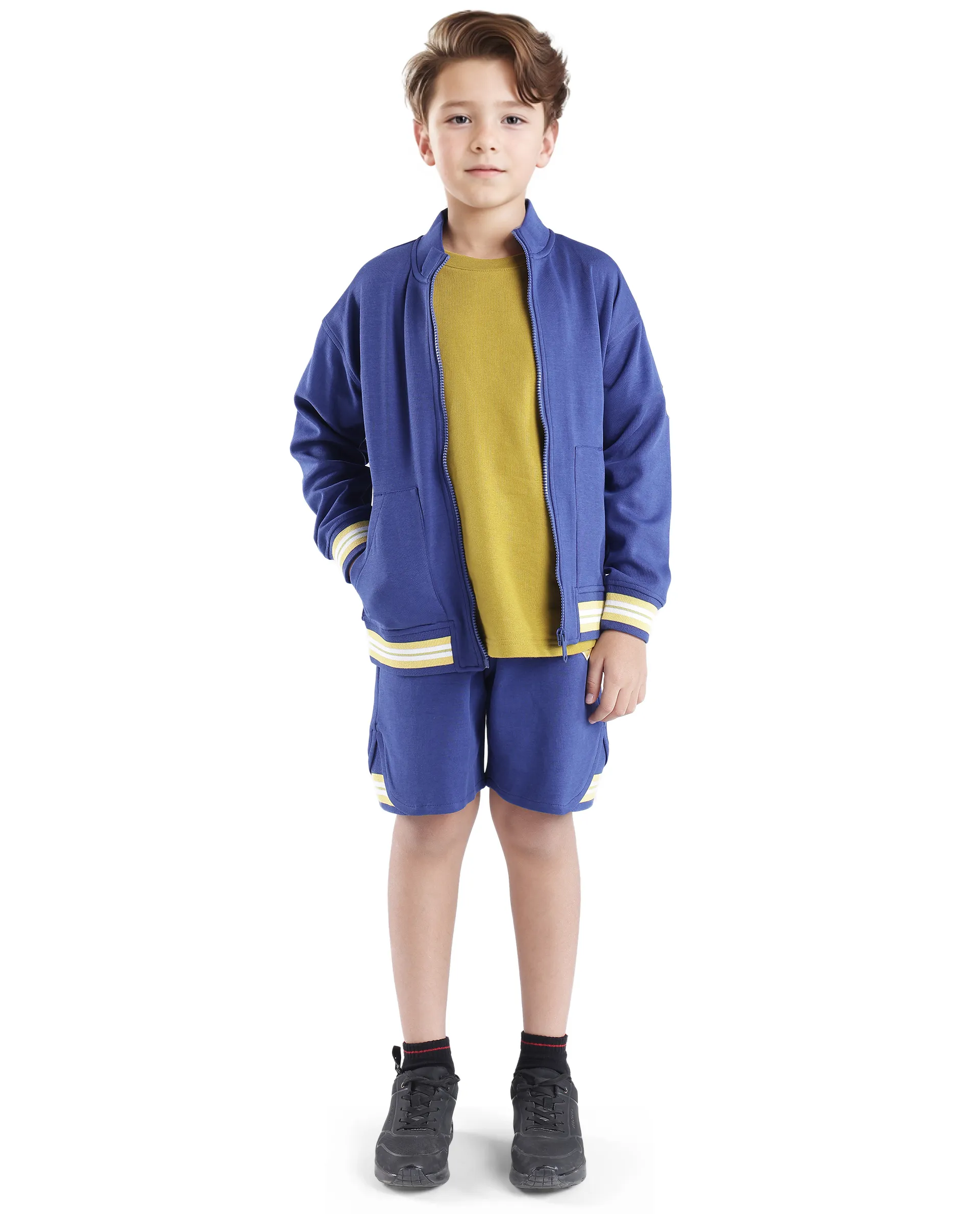 Rare Ones Kids Mantz Dark Blue Cotton Poly Drawstring Applique Short - Image 3