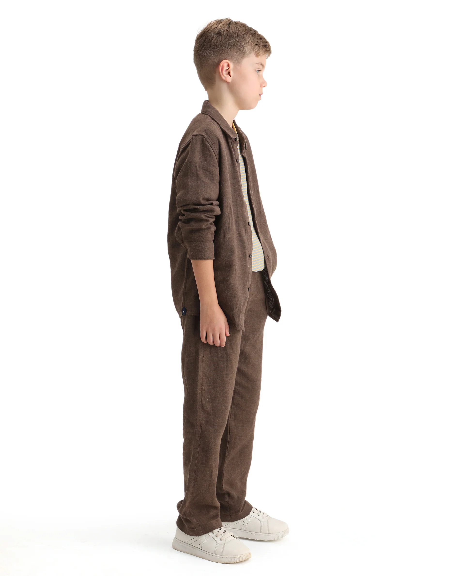 Rare Ones Kids Quen-B Brown Cotton Solid Button Closure Regular Fit Trouser - Image 7