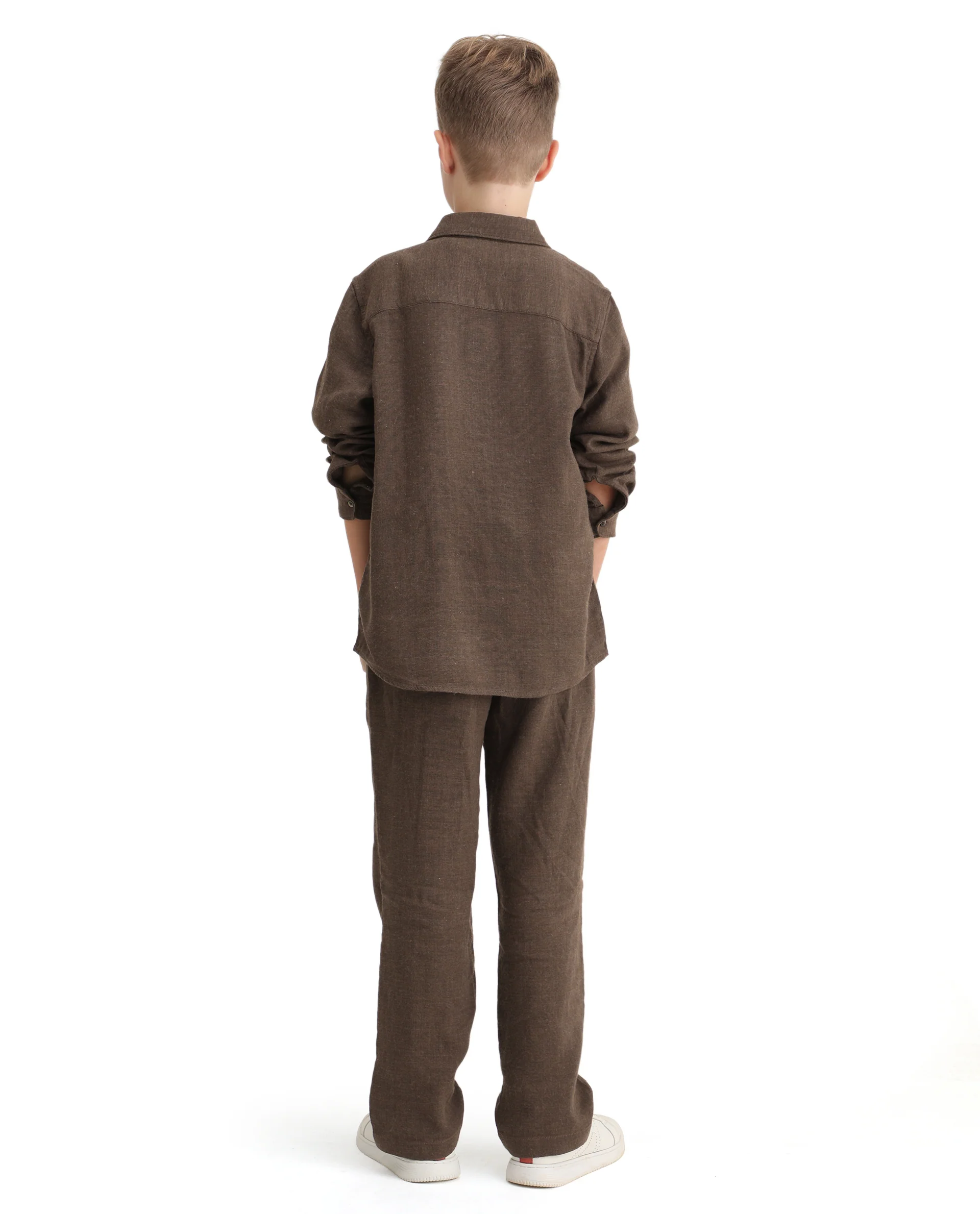 Rare Ones Kids Quen-B Brown Cotton Solid Button Closure Regular Fit Trouser - Image 8