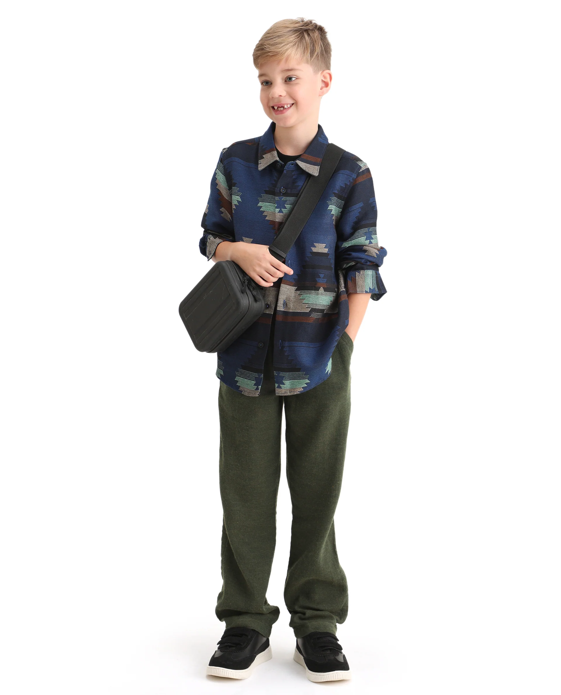 Rare Ones Kids Quen-B Green Cotton Solid Button Closure Regular Fit Trouser