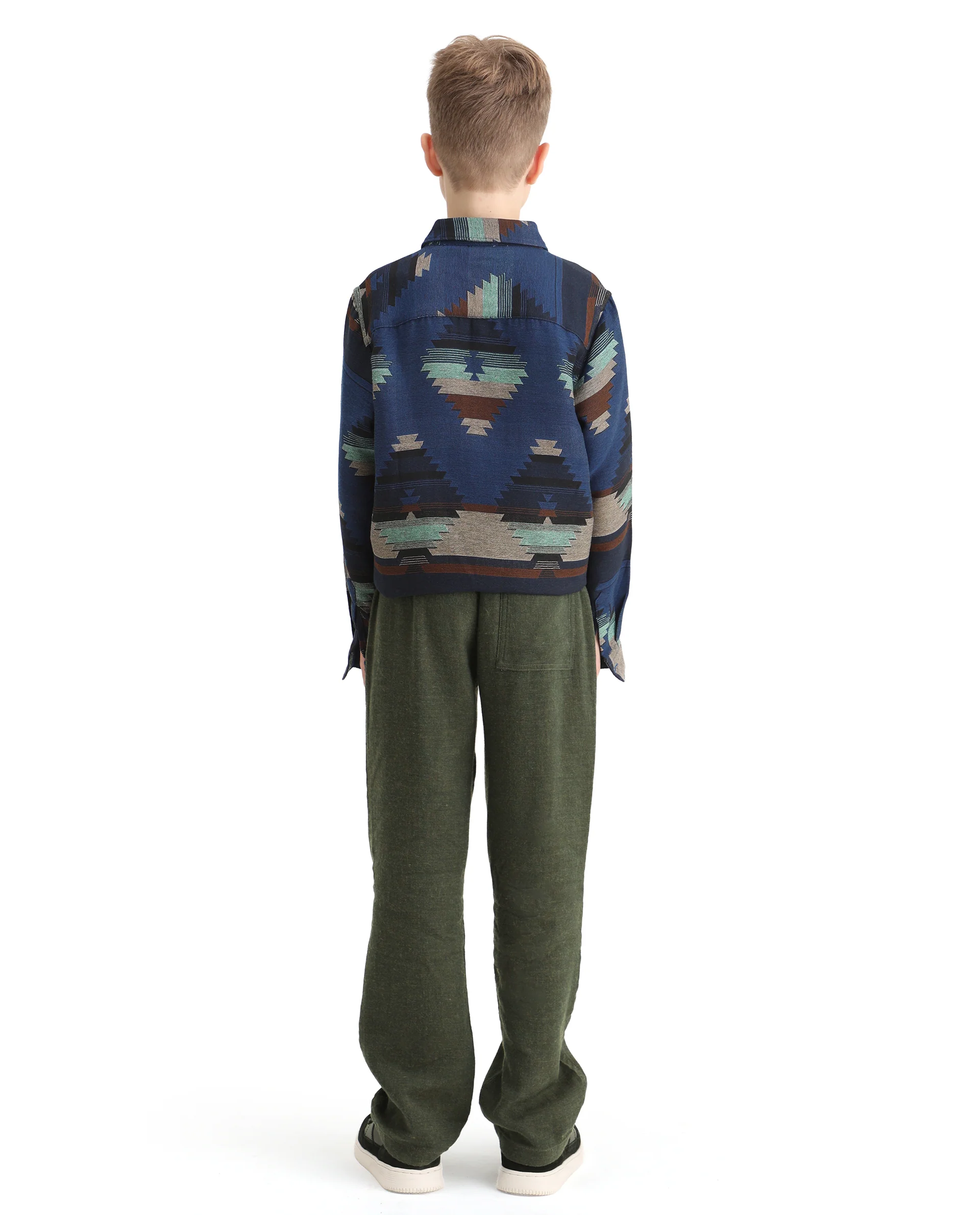 Rare Ones Kids Quen-B Green Cotton Solid Button Closure Regular Fit Trouser - Image 6