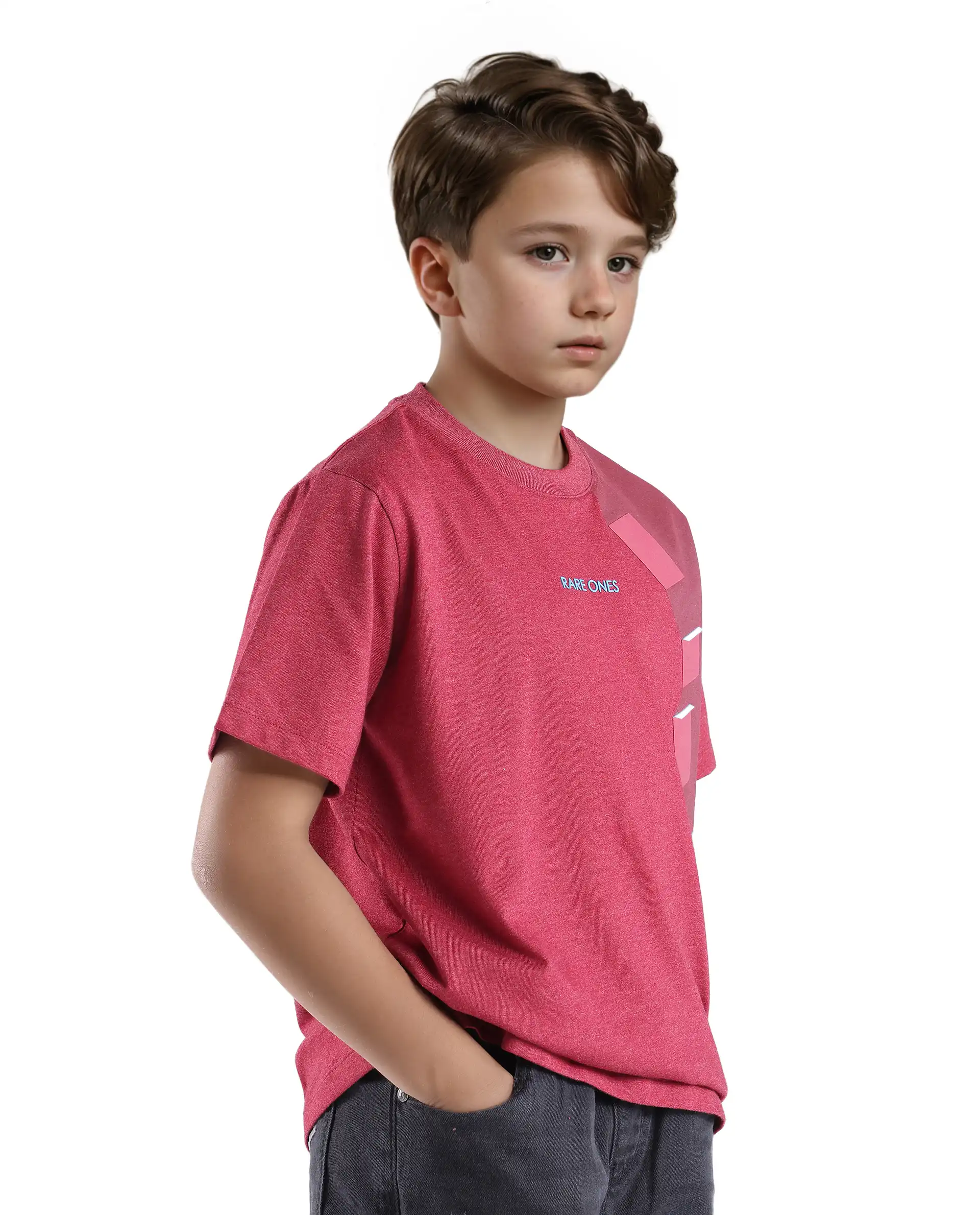 Rare Ones Kids Si Dusky Red Cotton Poly Short Sleeve Crew Neck Raised Hd Print T-Shirt - Image 5