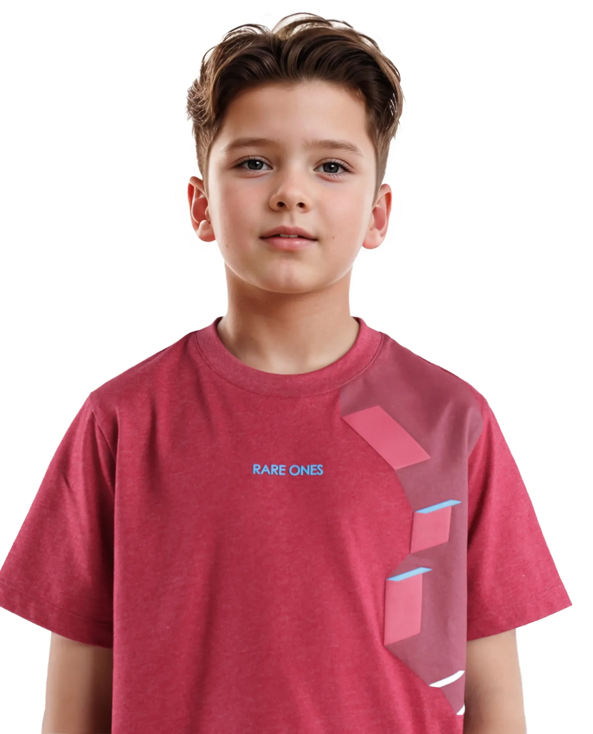 Rare Ones Kids Si Dusky Red Cotton Poly Short Sleeve Crew Neck Raised Hd Print T-Shirt - Image 7