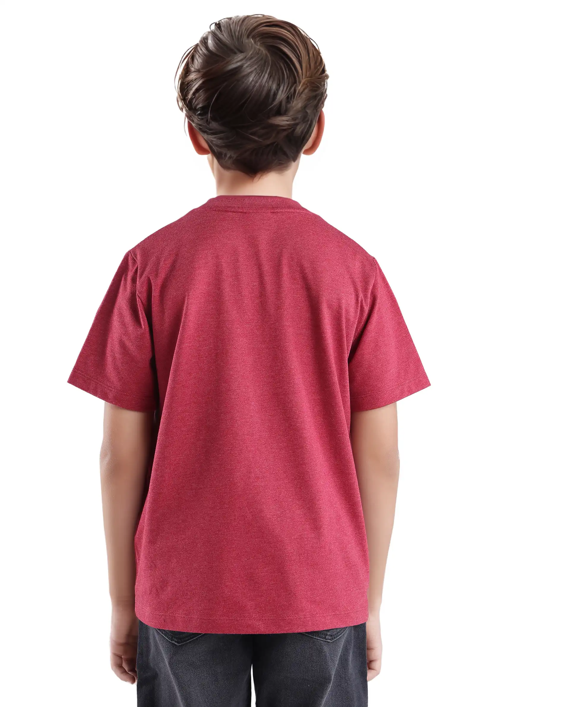 Rare Ones Kids Si Dusky Red Cotton Poly Short Sleeve Crew Neck Raised Hd Print T-Shirt - Image 9