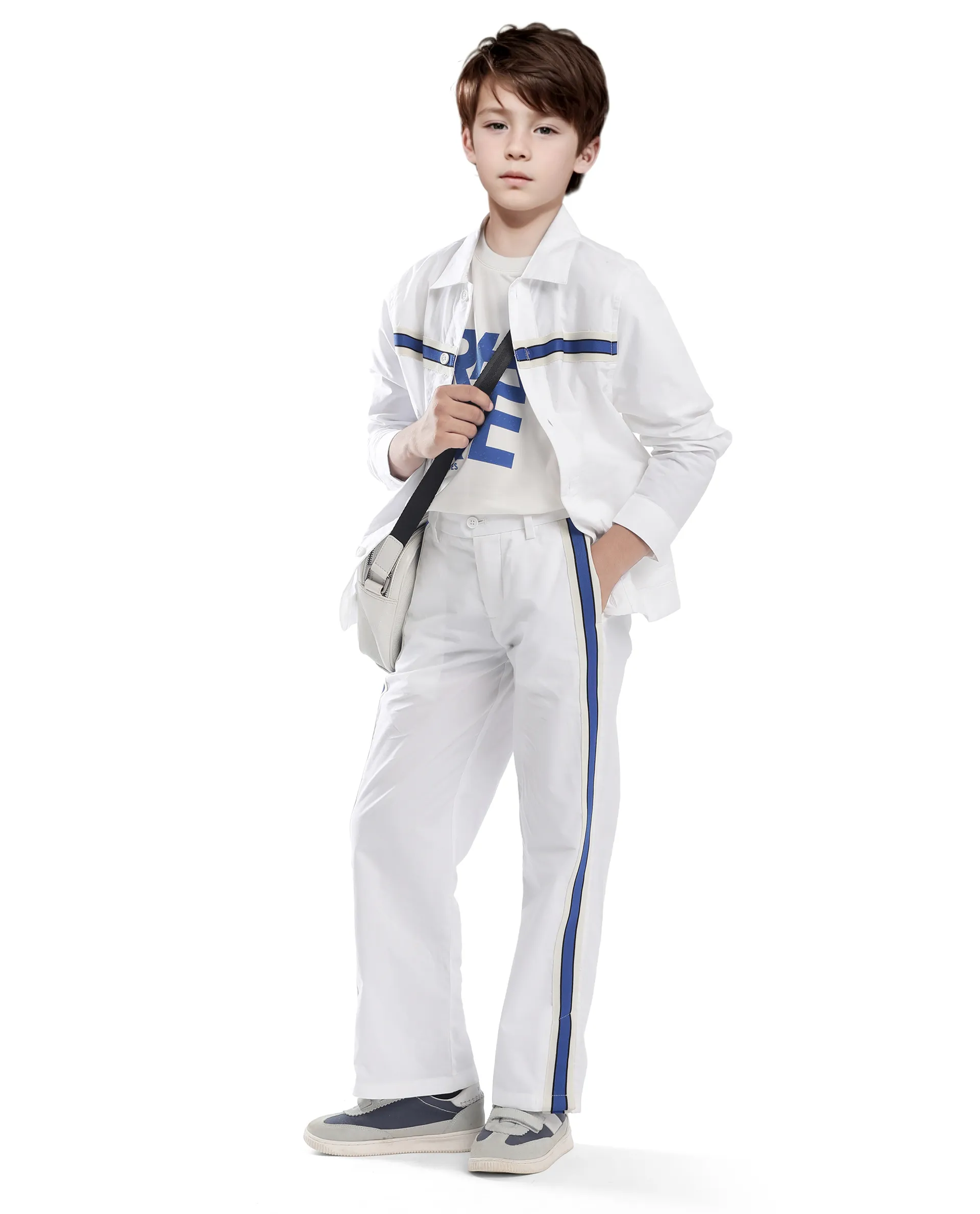 Rare Ones Kids Taper-S White Cotton Full Sleeve Button Closure Solid Terron Fit Shacket - Image 2