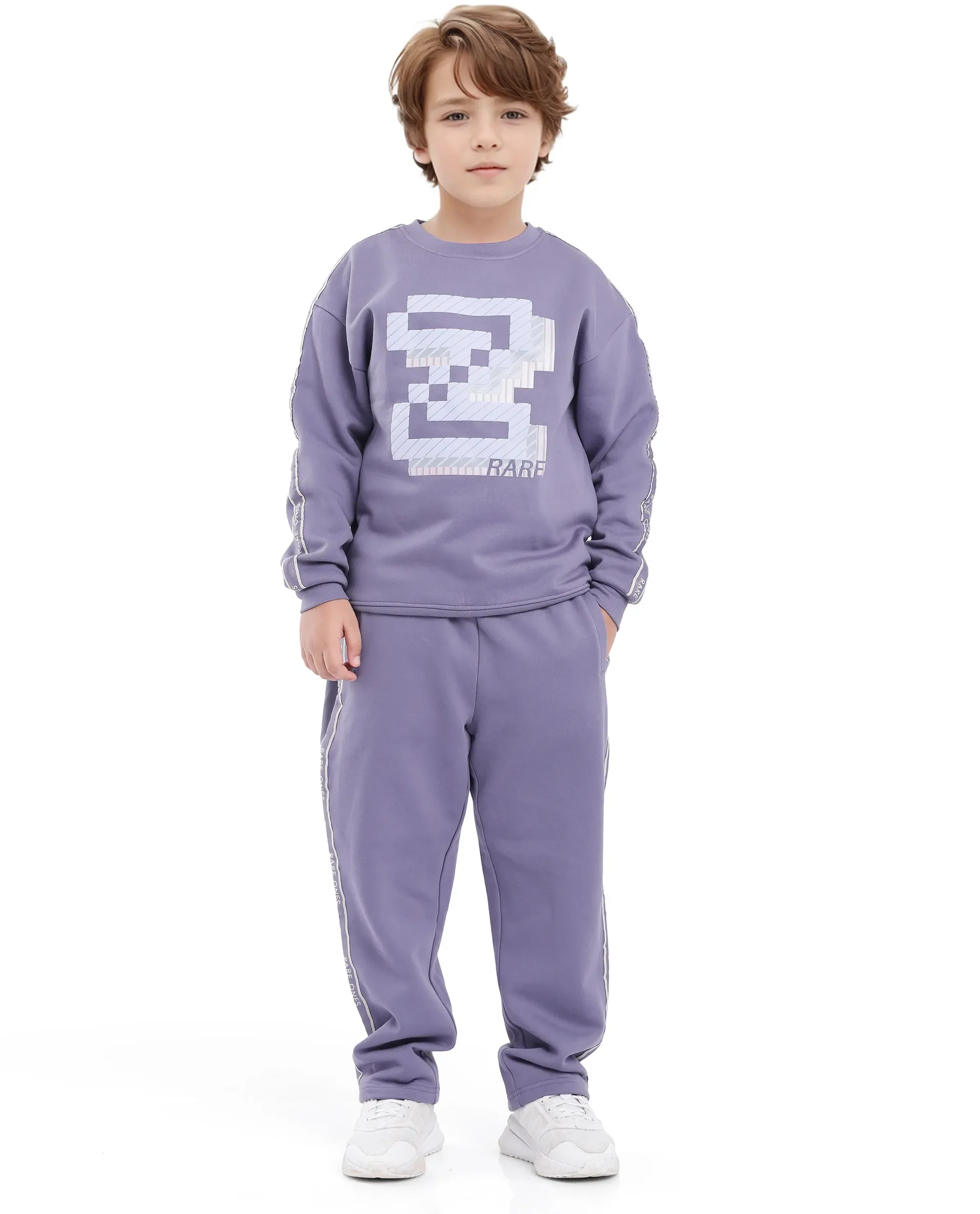 Rare Ones Kids Zeto Light Purple Cotton Poly Applique Drawstring Closure Trackpant