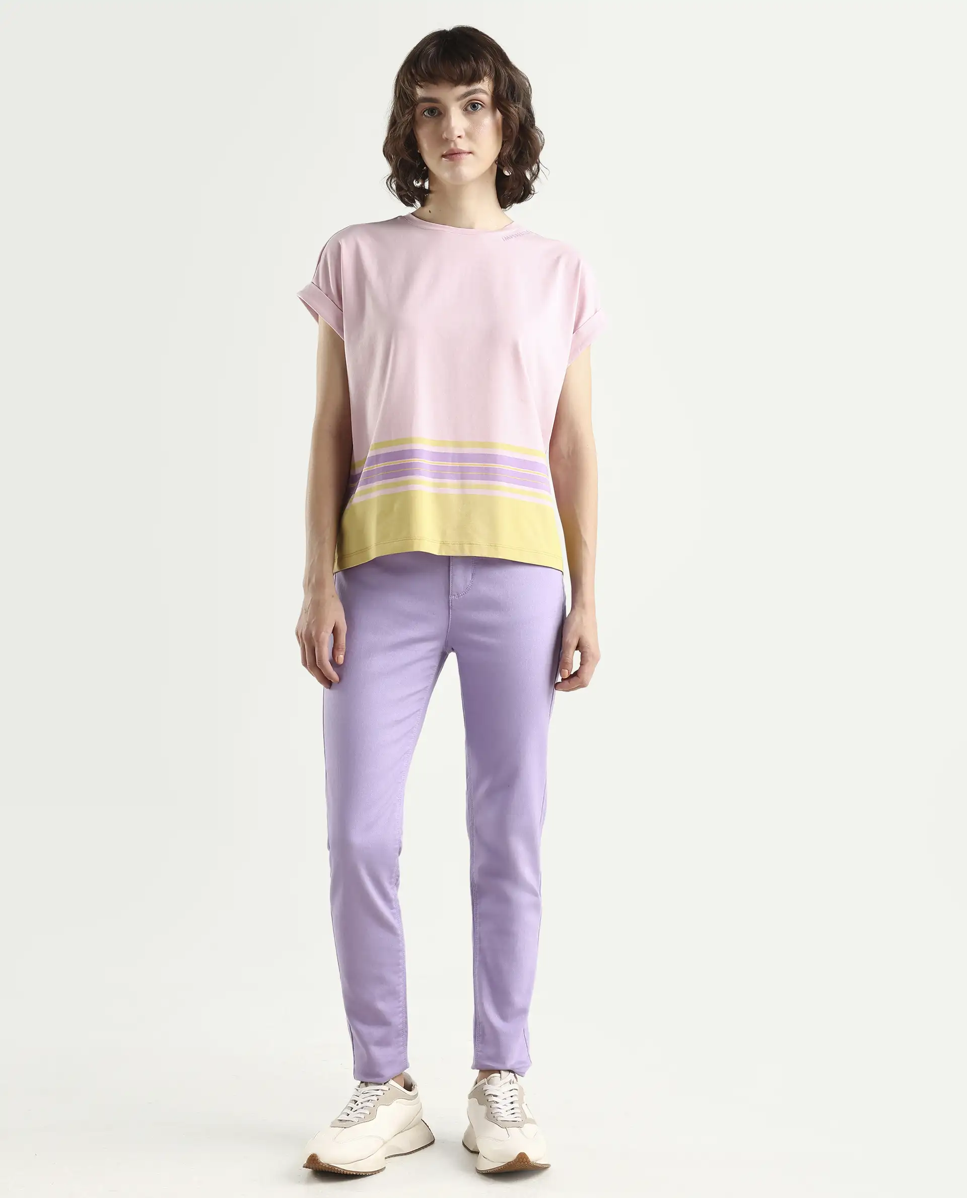 Rareism Women's Kocho Lavender Cotton Blend Plain Ankle Length Slim Fit Jeans - Image 3