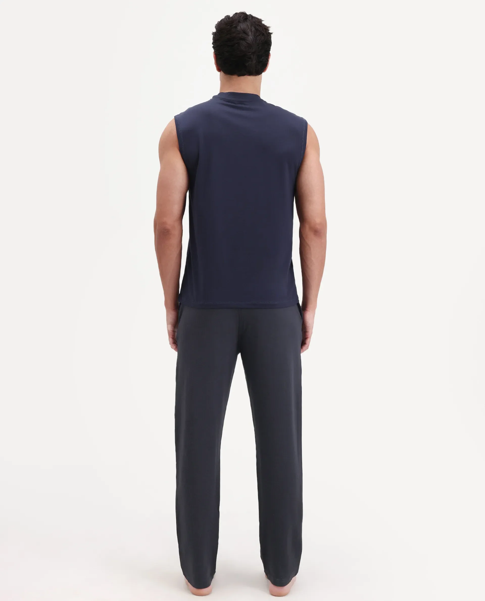 Rare Rabbit Men's Koney Navy Cotton Blend Fabric Regular Fit Plain Pajama - Image 7