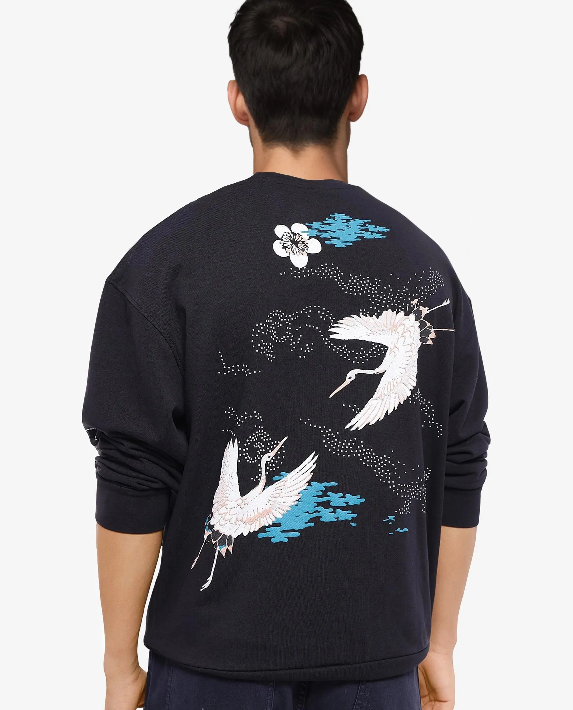 Rare Rabbit Men's Lain Black Cotton Animal Print Boxy Fit Full Sleeve Crew Neck Sweatshirt - Image 4