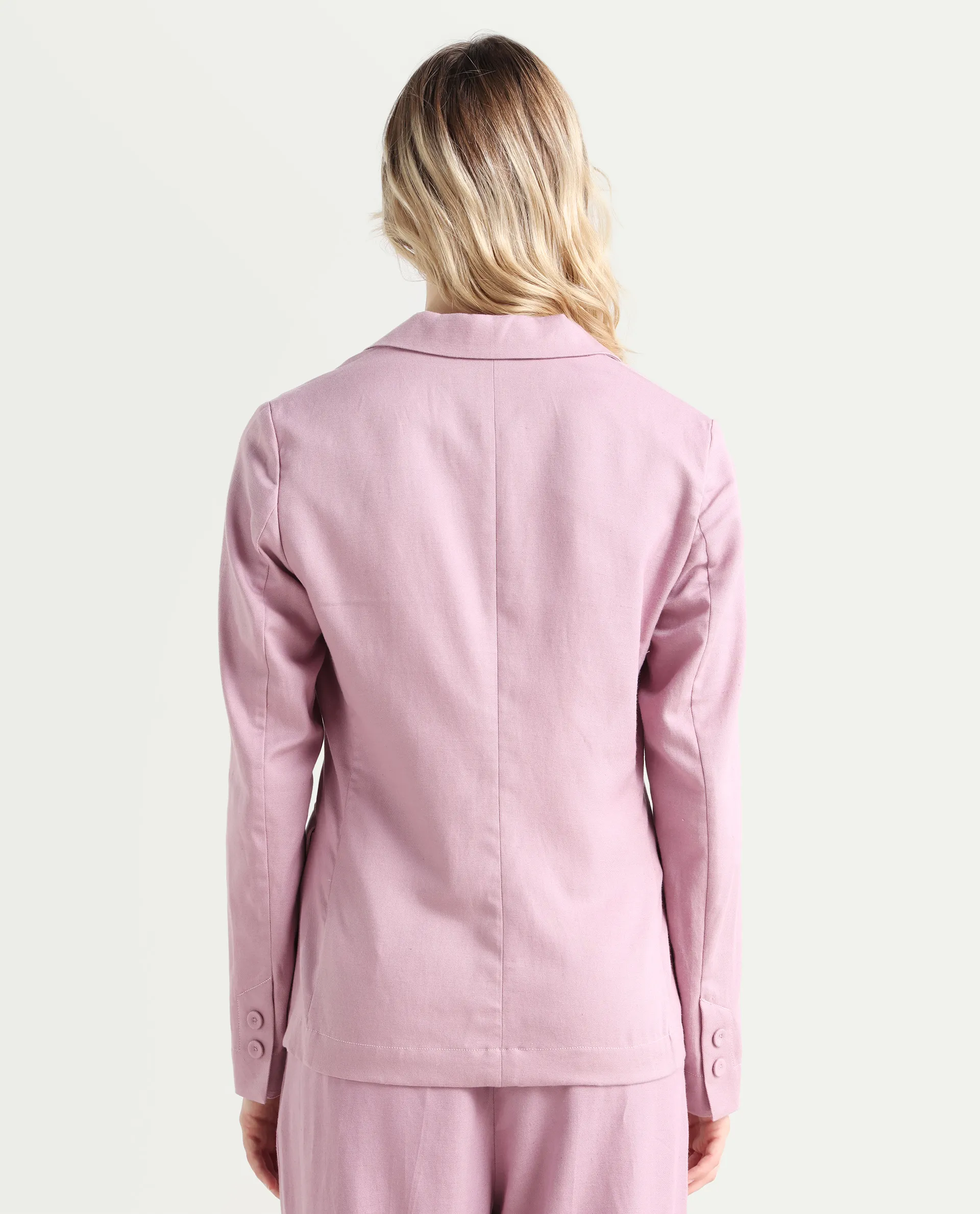 Rareism Women's Linzy-T Dusky Pink 100% Linen Full Sleeve Lapel Neck Regular Plain Blazer - Image 8