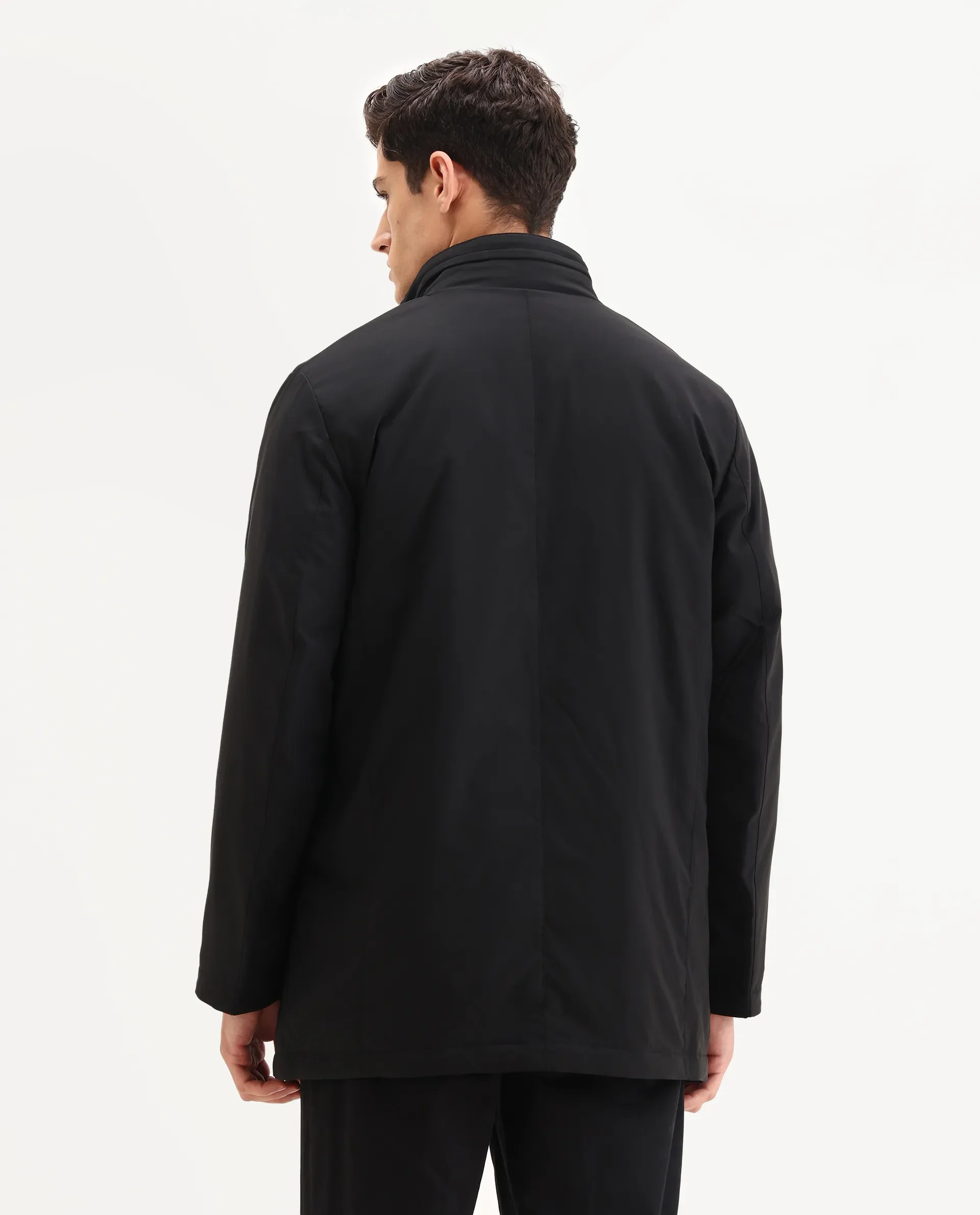 Rare Rabbit Men's Macaw-25 Black Polyester Plain Regular Fit Full Sleeve High Neck Jacket - Image 10