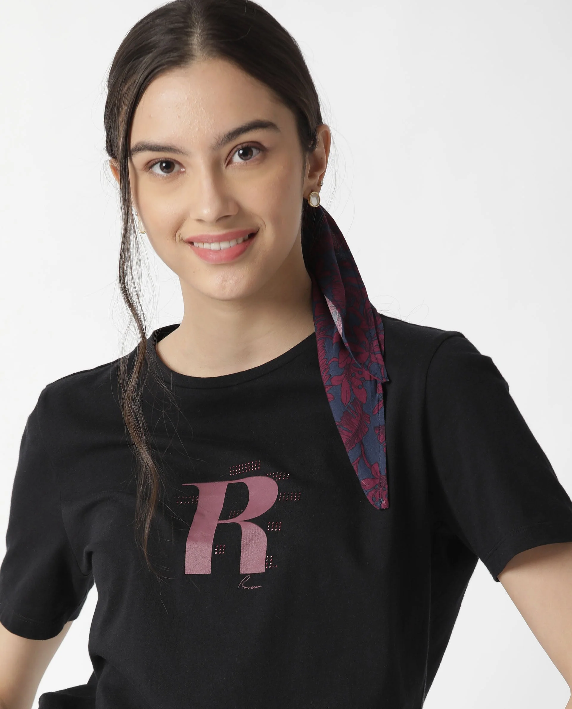 Rareism Women Maisy Navy Scarf Cotton Silk - Image 5