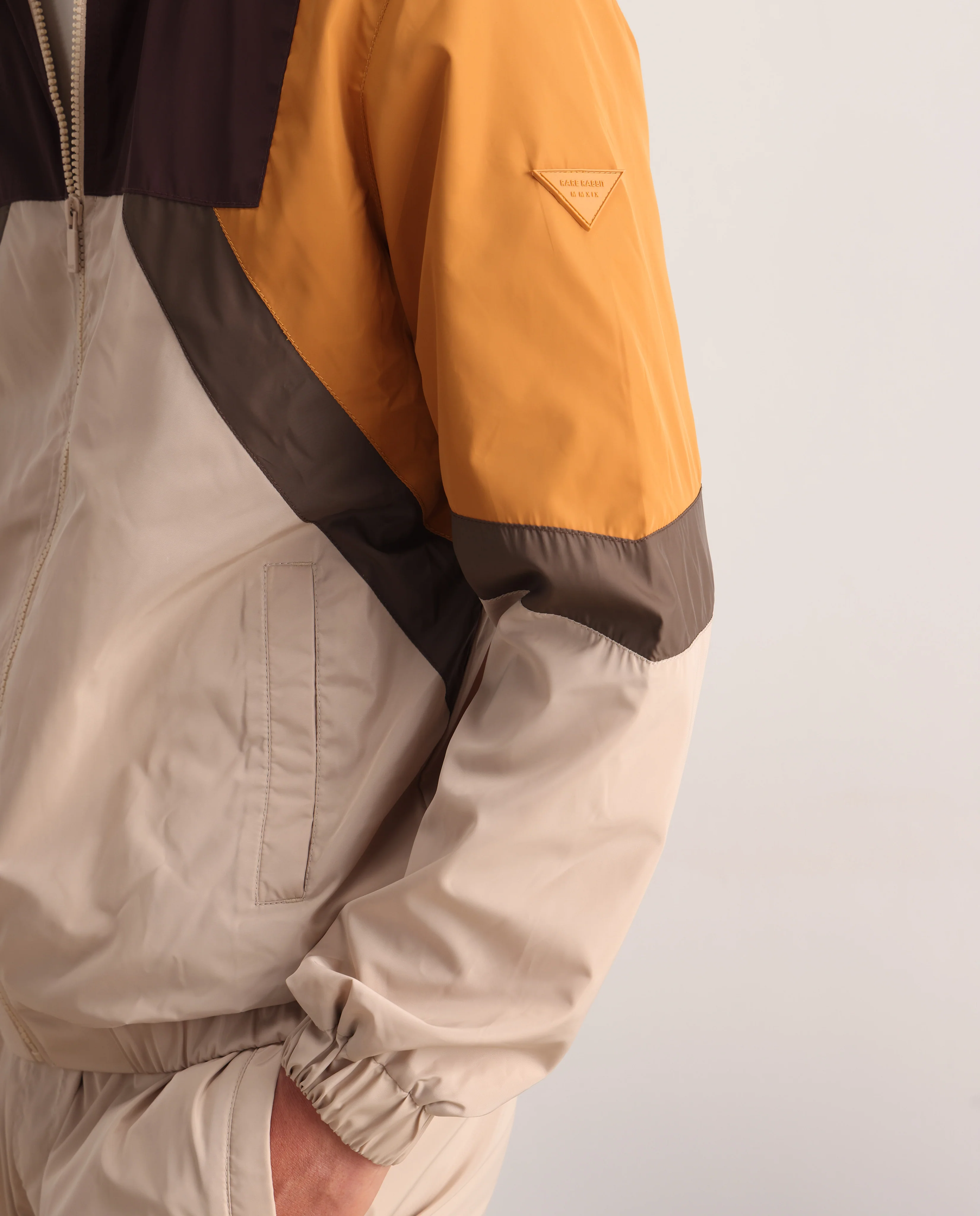 Rare Rabbit Men's Malo Beige Polyester Cut And Sew Regular Fit Full Sleeve High Neck Jacket - Image 5