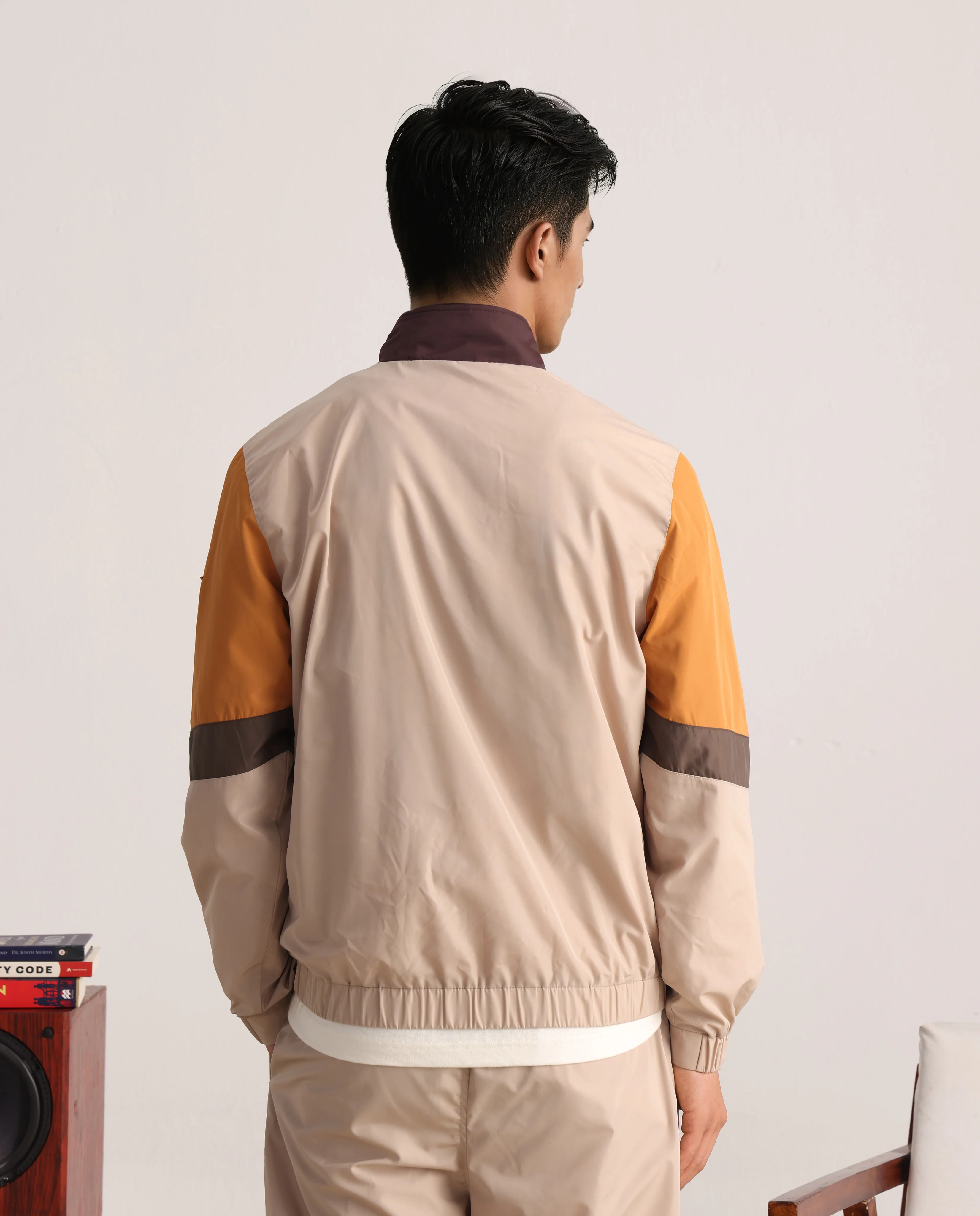 Rare Rabbit Men's Malo Beige Polyester Cut And Sew Regular Fit Full Sleeve High Neck Jacket - Image 6