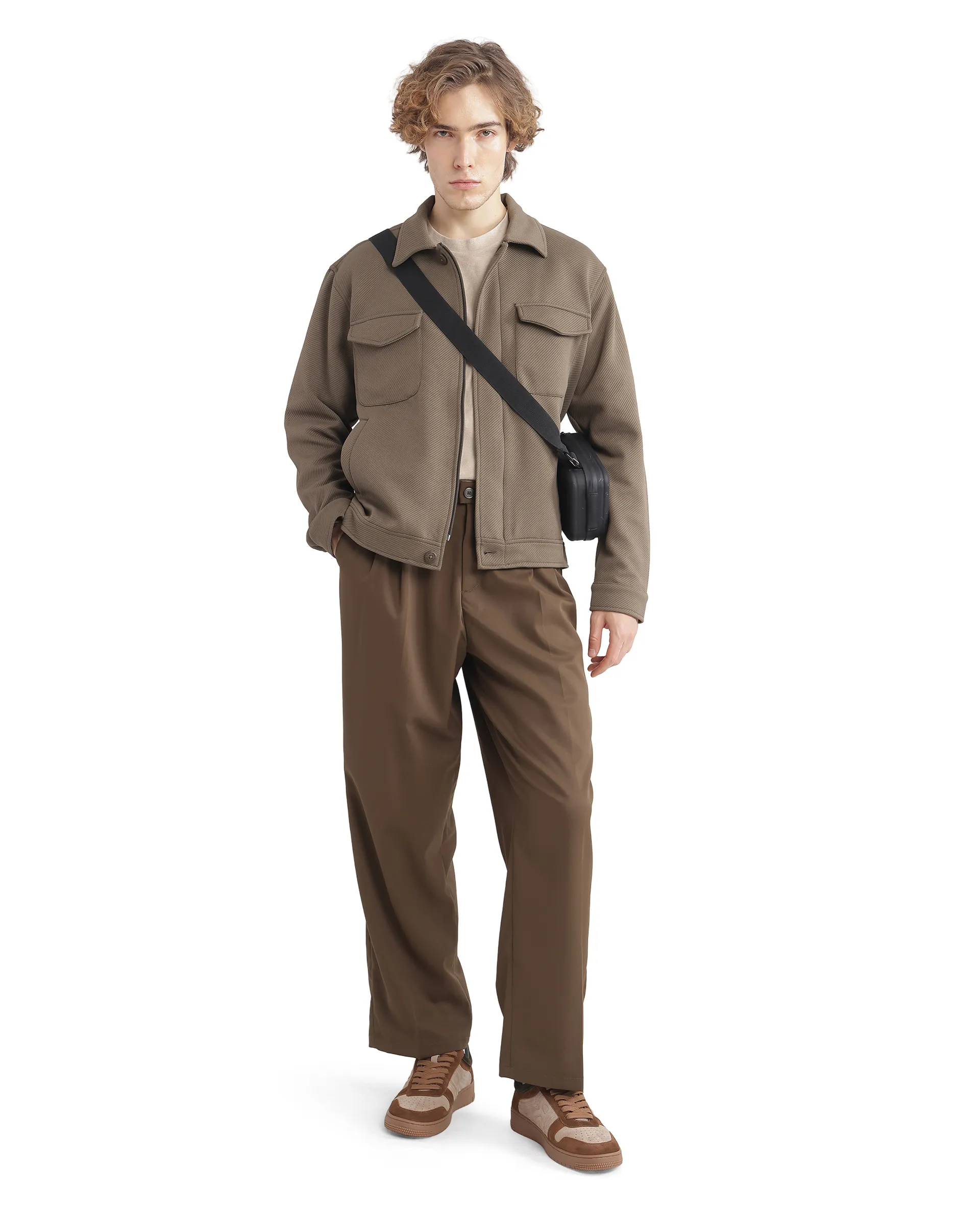 Rare Rabbit Men's Mapis Olive Polyester Plain Regular Fit Full Sleeve Curved Collar Jacket - Image 3