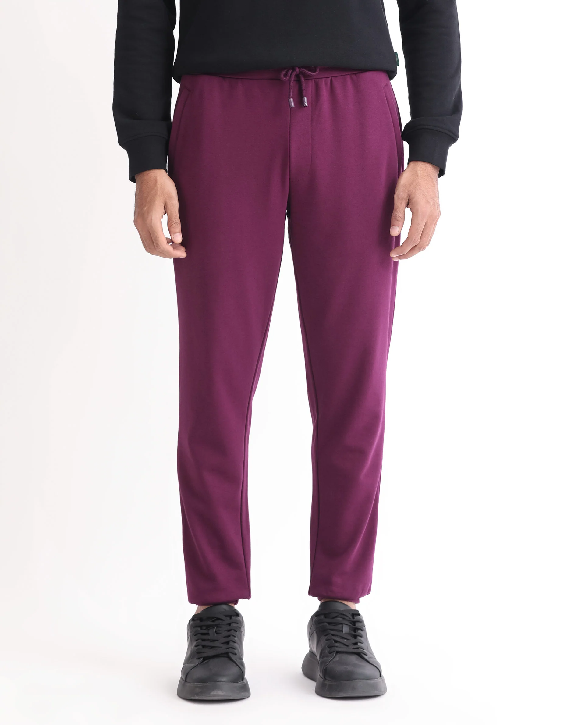 Rare Rabbit Men's Matsu Maroon Cotton Plain Regular Fit Joggers - Image 6