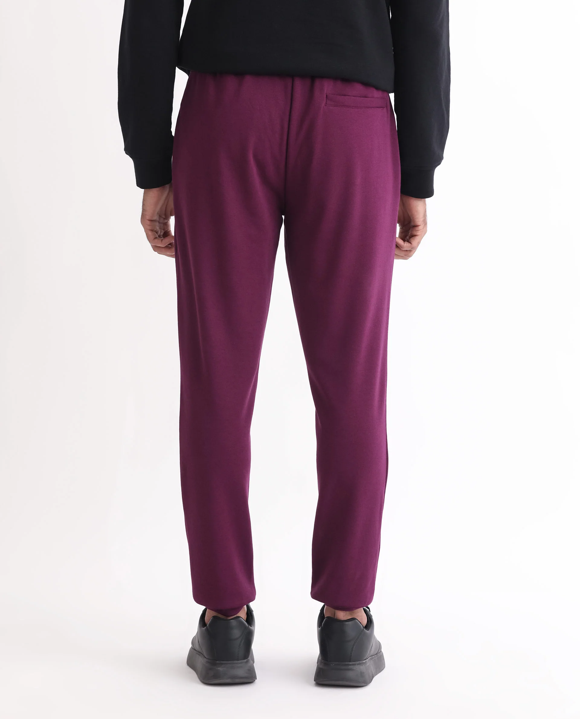 Rare Rabbit Men's Matsu Maroon Cotton Plain Regular Fit Joggers - Image 8