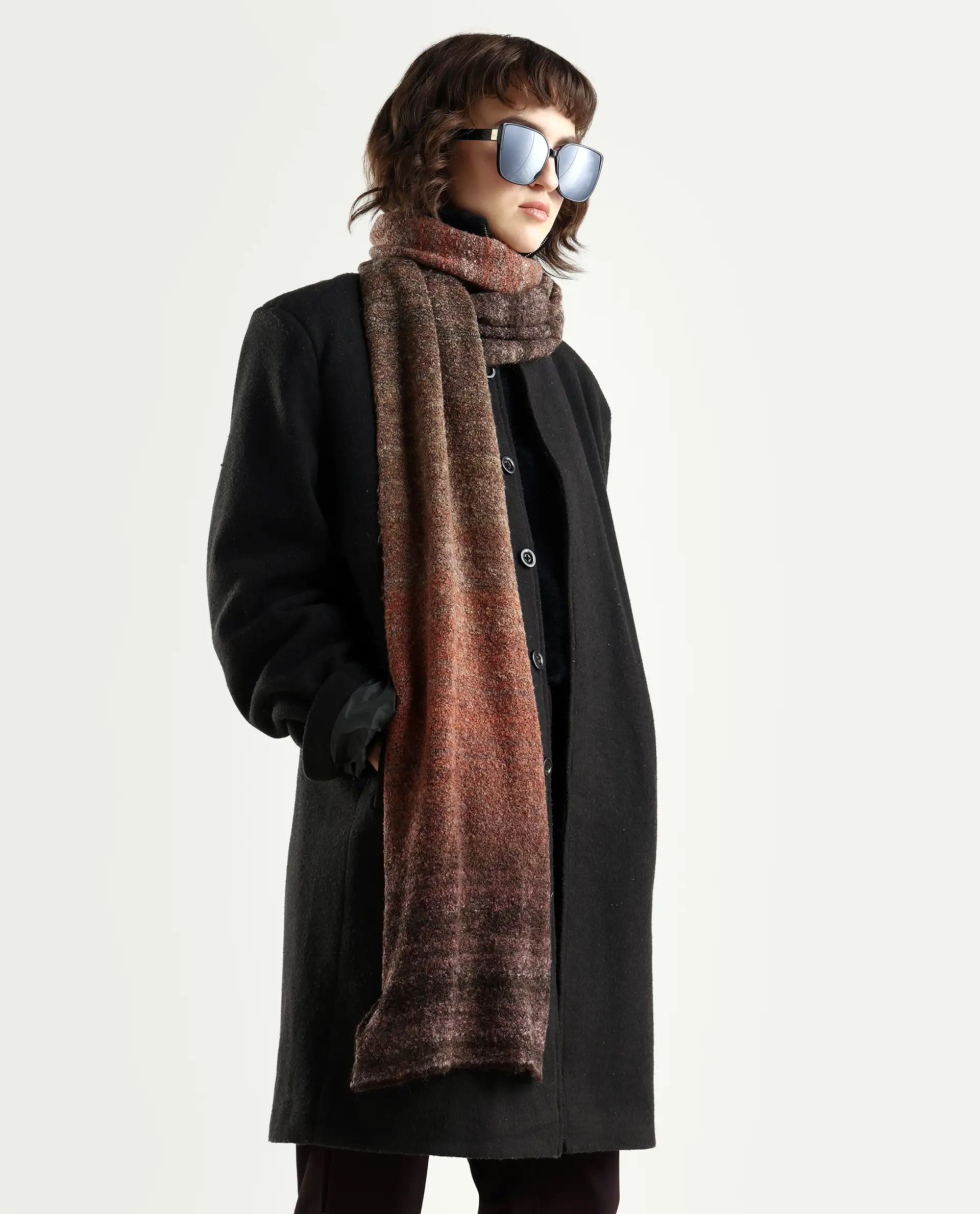 Rareism Women Muffy 4 Dusky Multi Plain Muffler