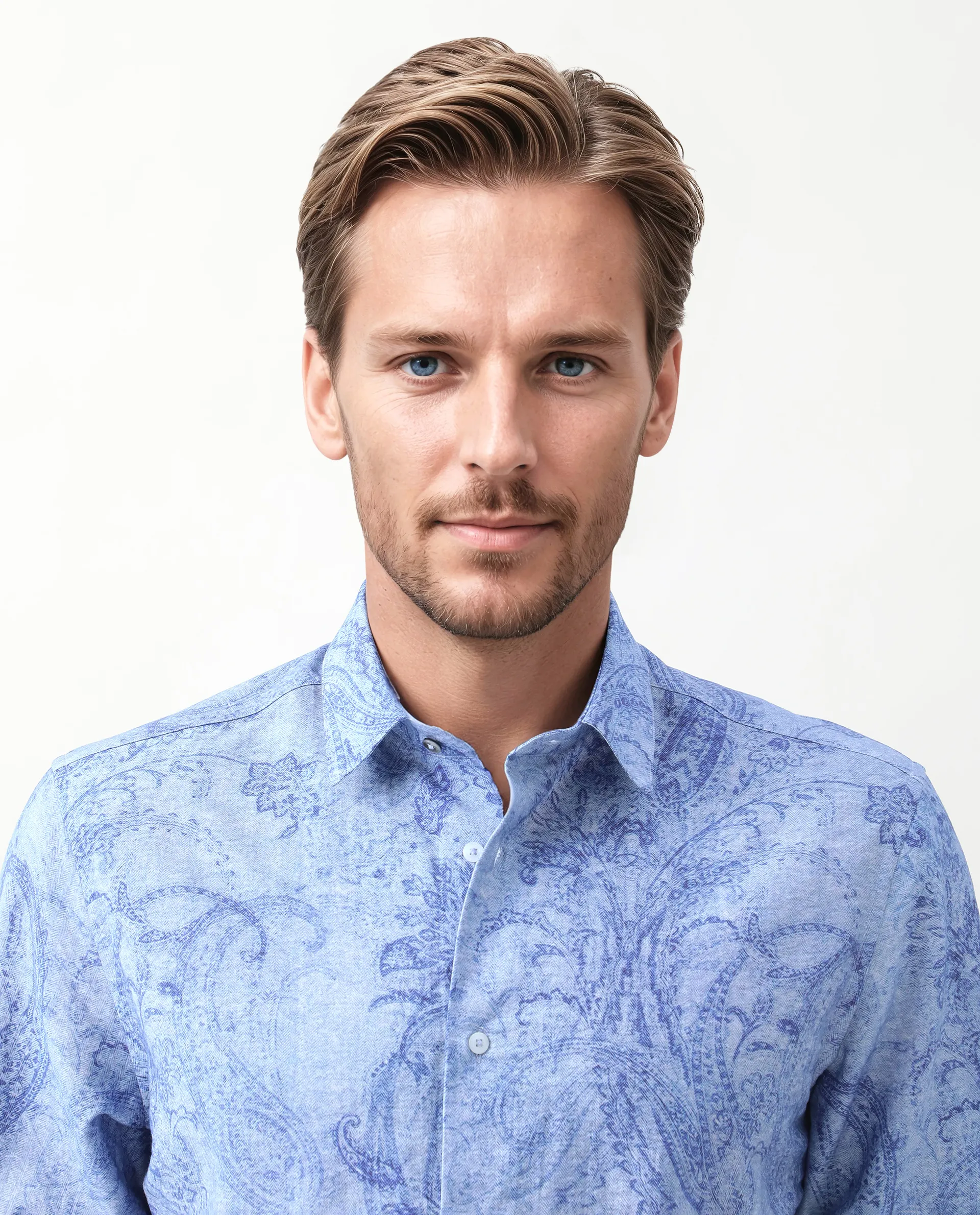 Rare Rabbit Men's Naci Light Blue Tencel Paisley Print Regular Fit Full Sleeve Collared Shirt - Image 4