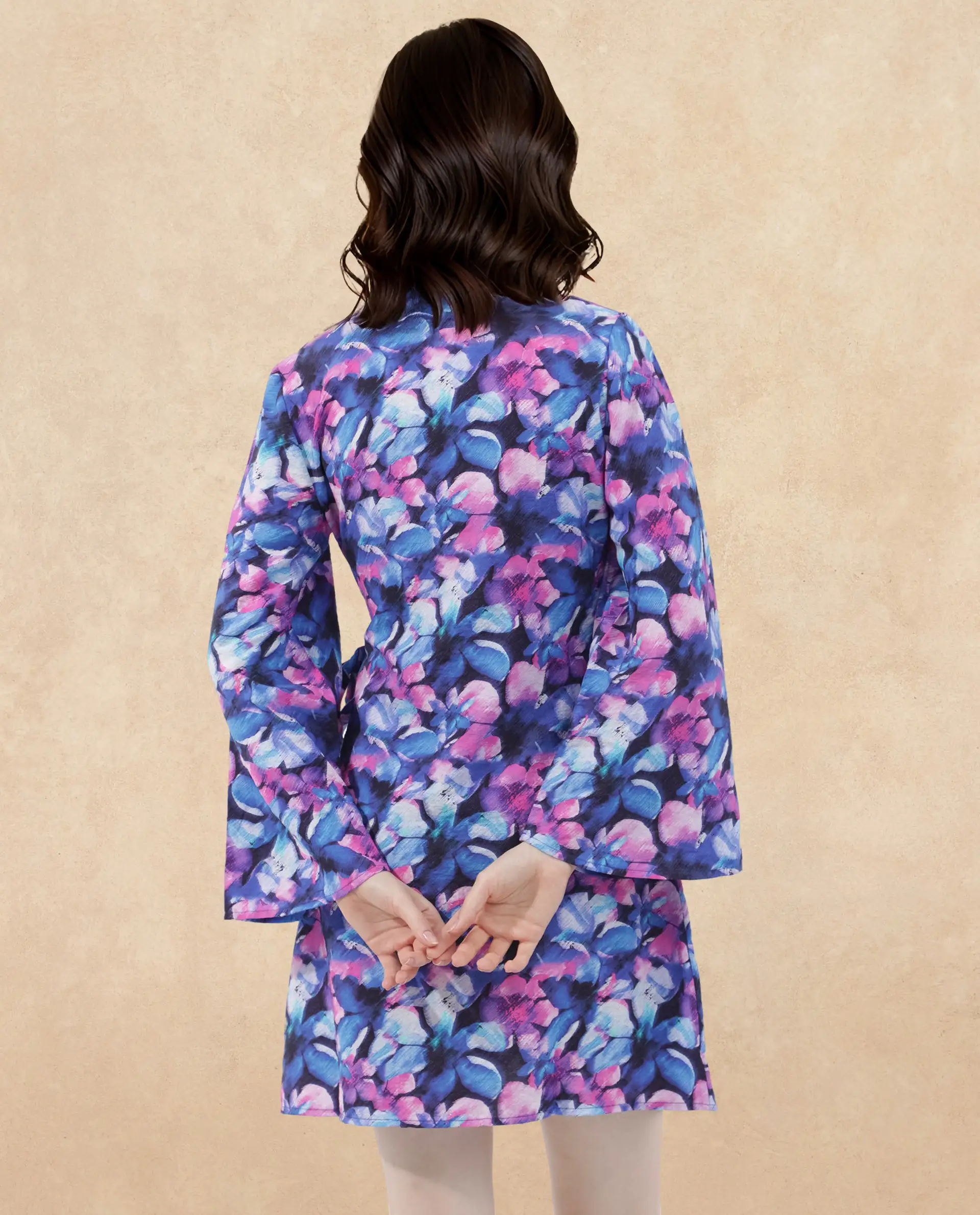 Rareism Women's Naho Multi Rayon Overlap Neck Floral Print Mini Wrap Dress - Image 7